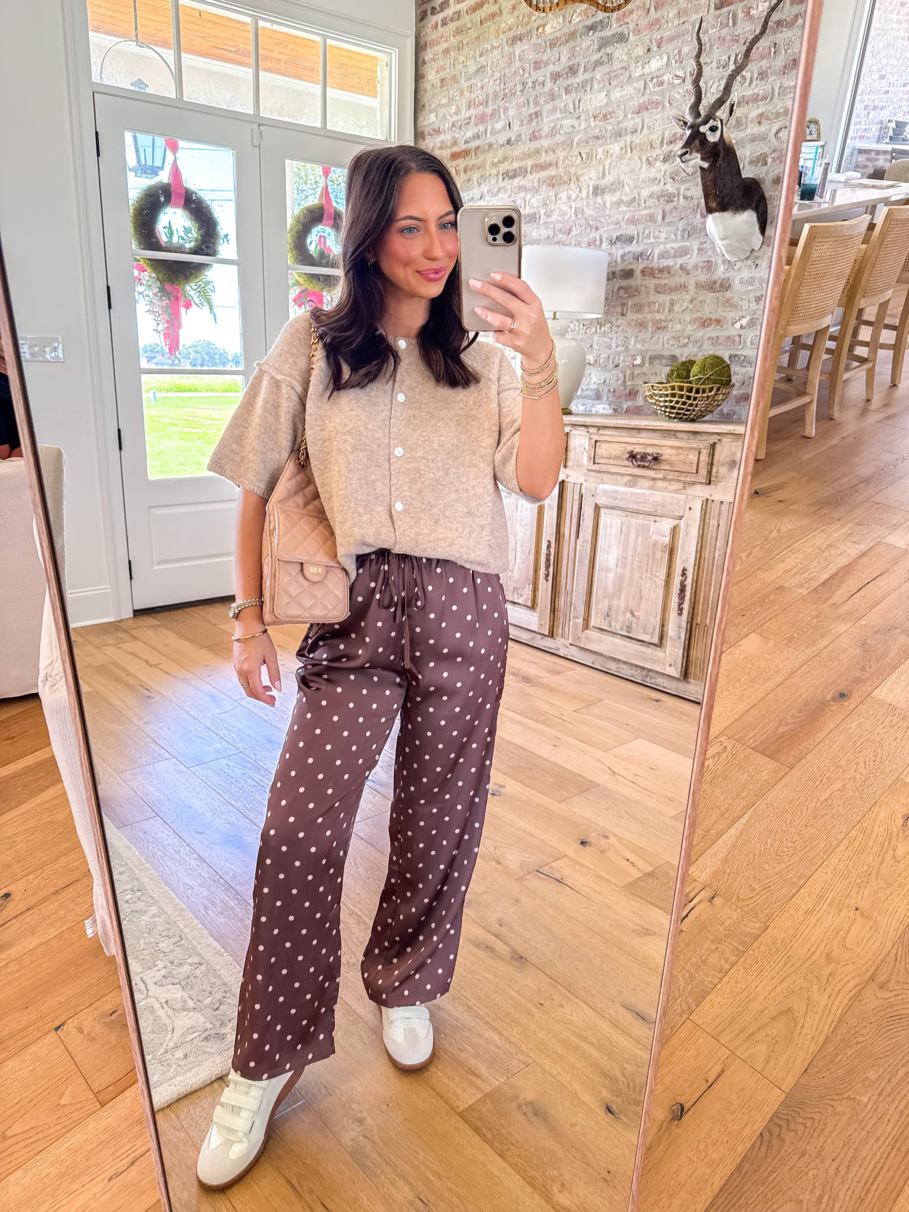 The Everyday Ease Button-Front Knit Top Taupe