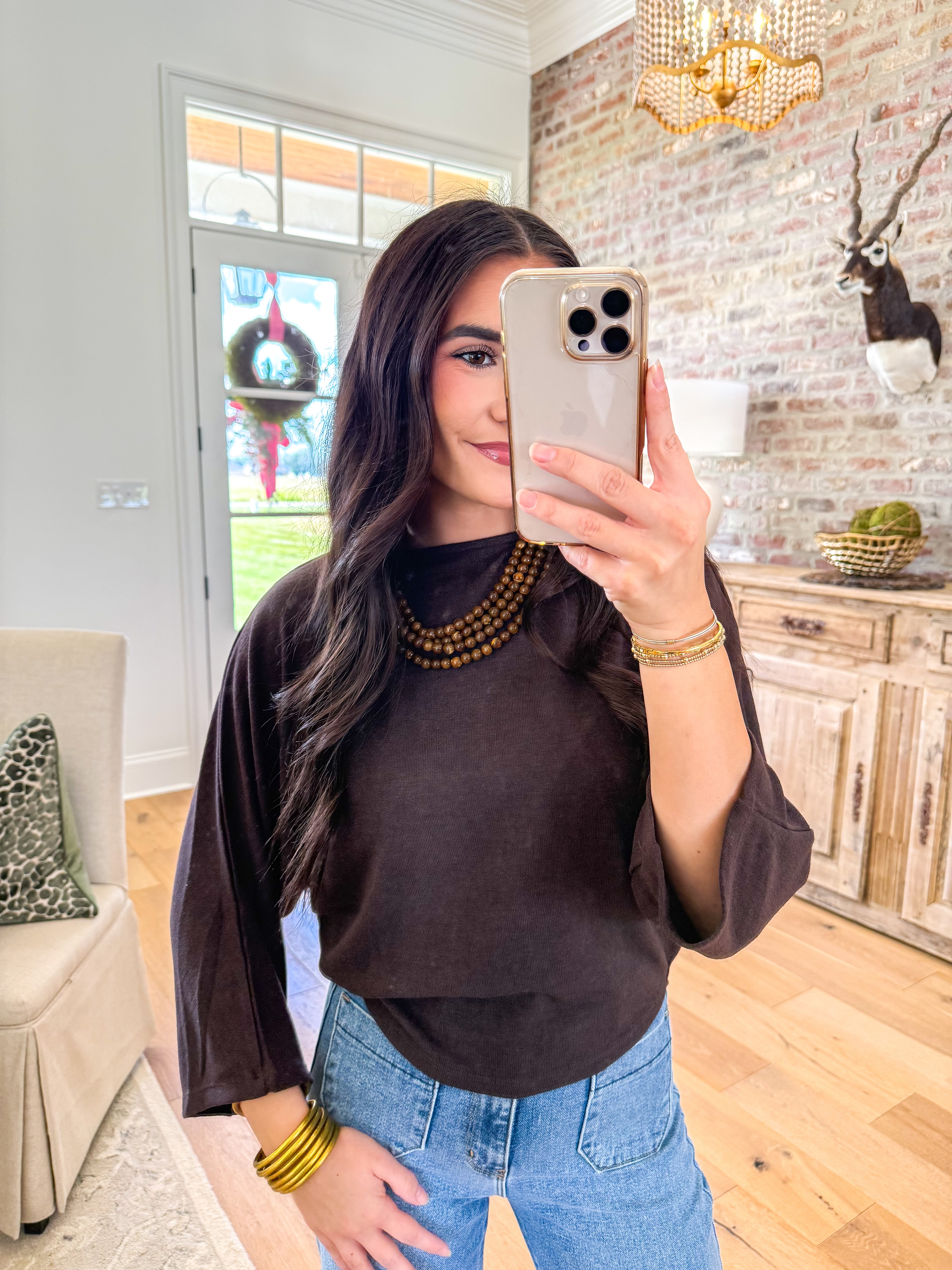 Chocolate Dolman Knit Pullover