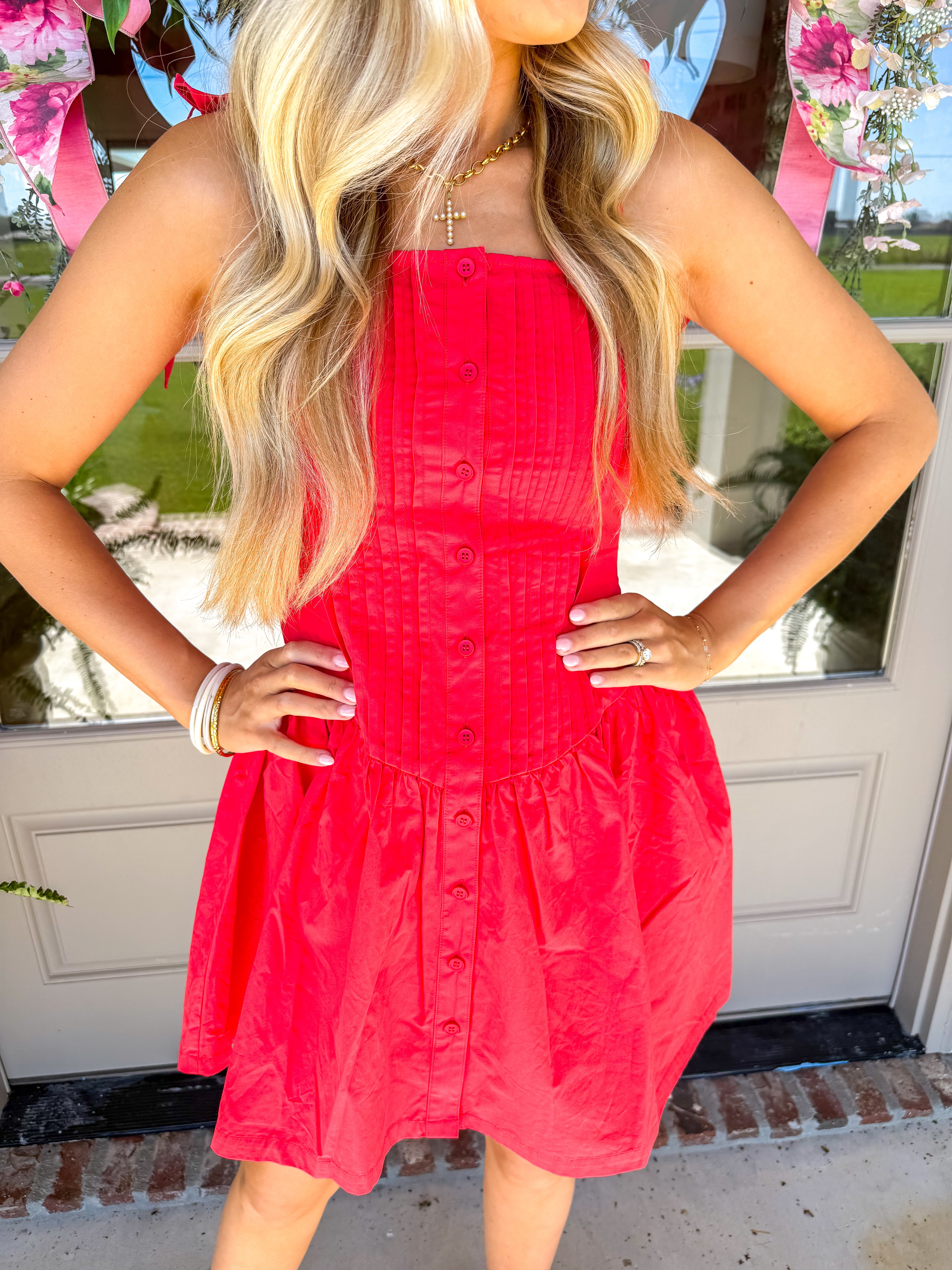Canyon Pintuck Tie Mini Dress