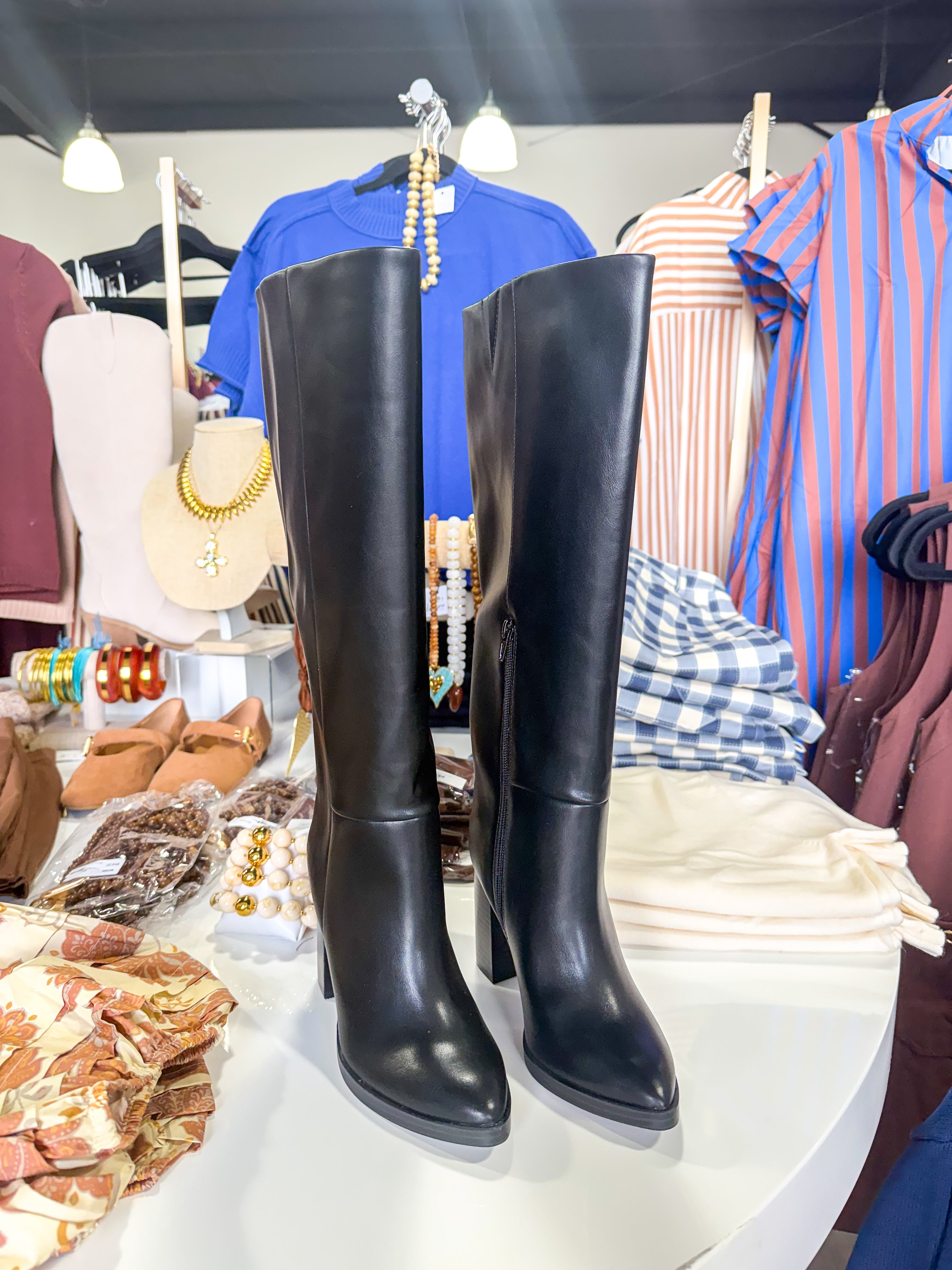 Bardonny Black Smooth Tall Boots