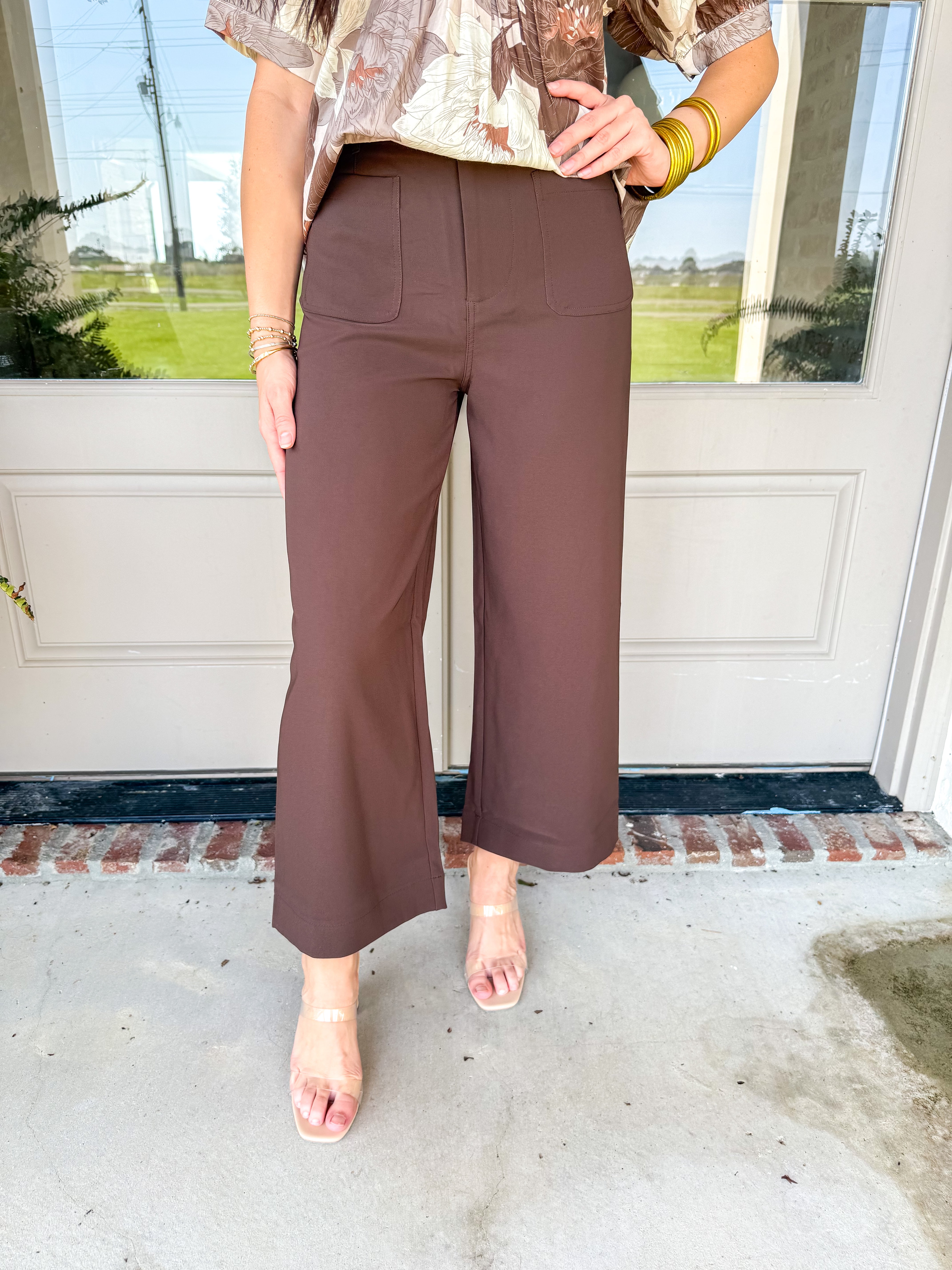 Colette Cropped Wide-Leg Trousers Brown