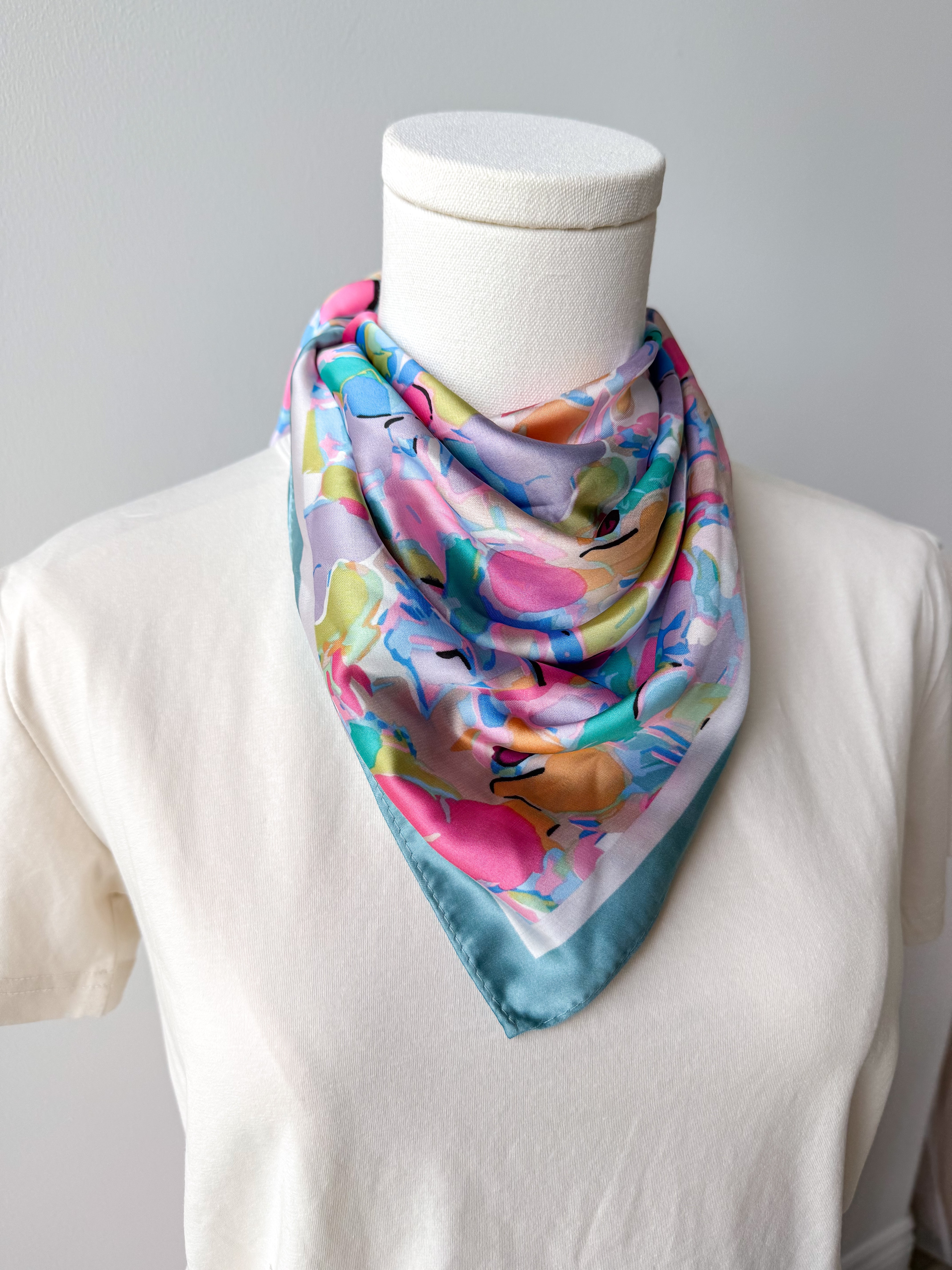 Sky Blue Colorful Abstract Scarf