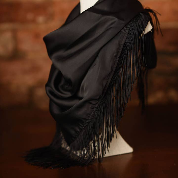 Solid Fringe Scarf Black