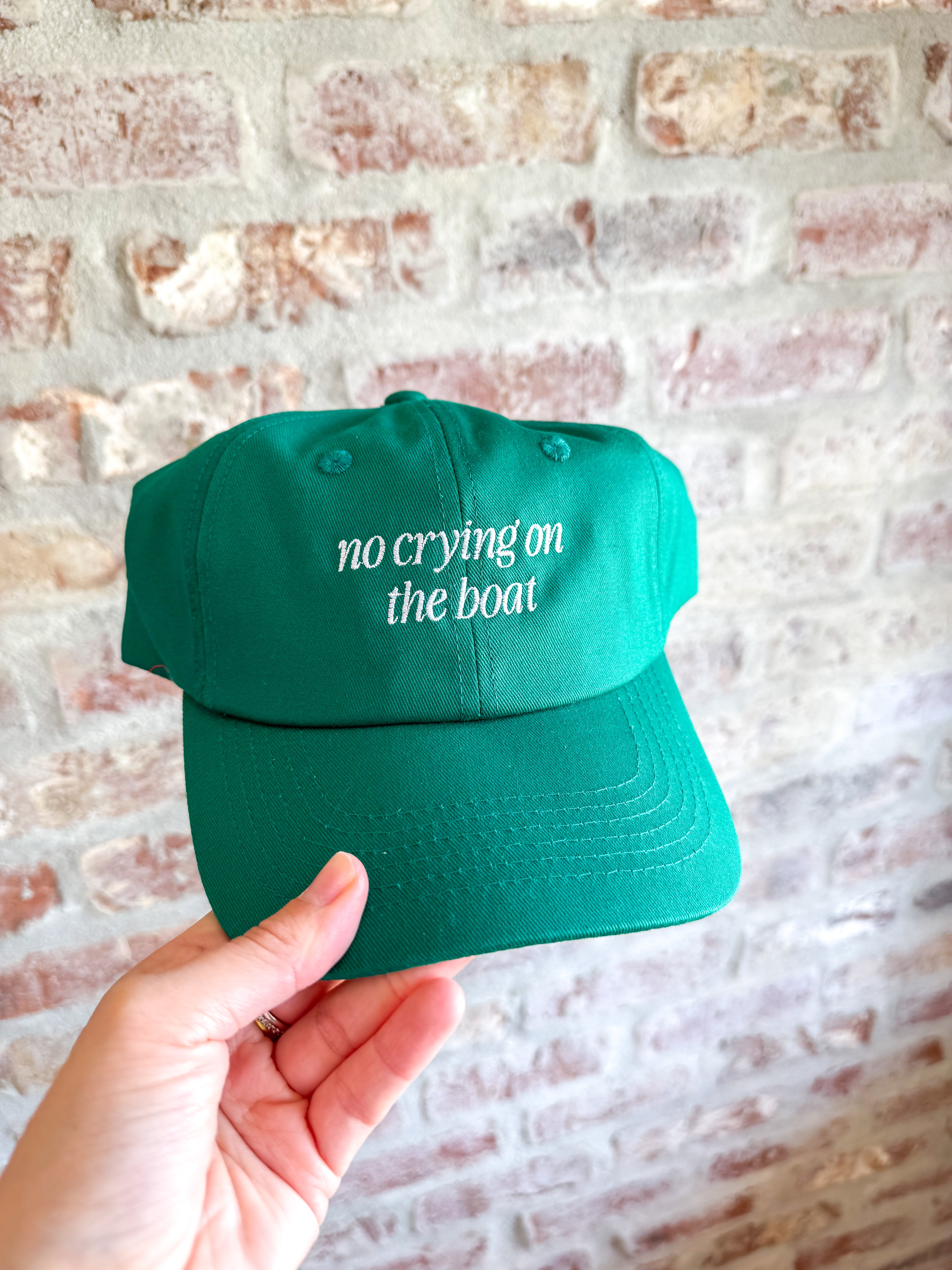 No Crying On The Boat Green Dad Cap