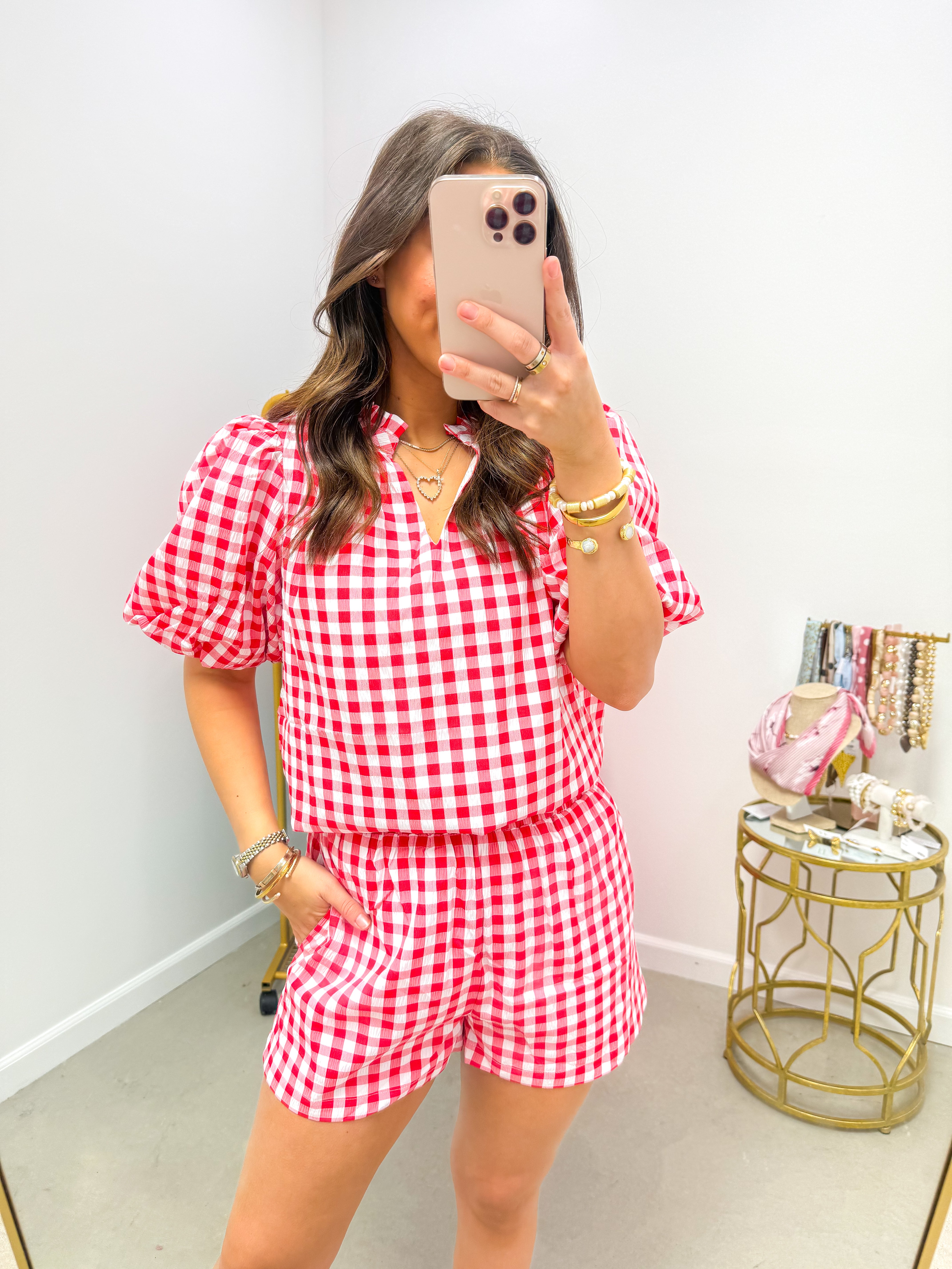 Chelli Checker Gretna Ruffle Blouse
