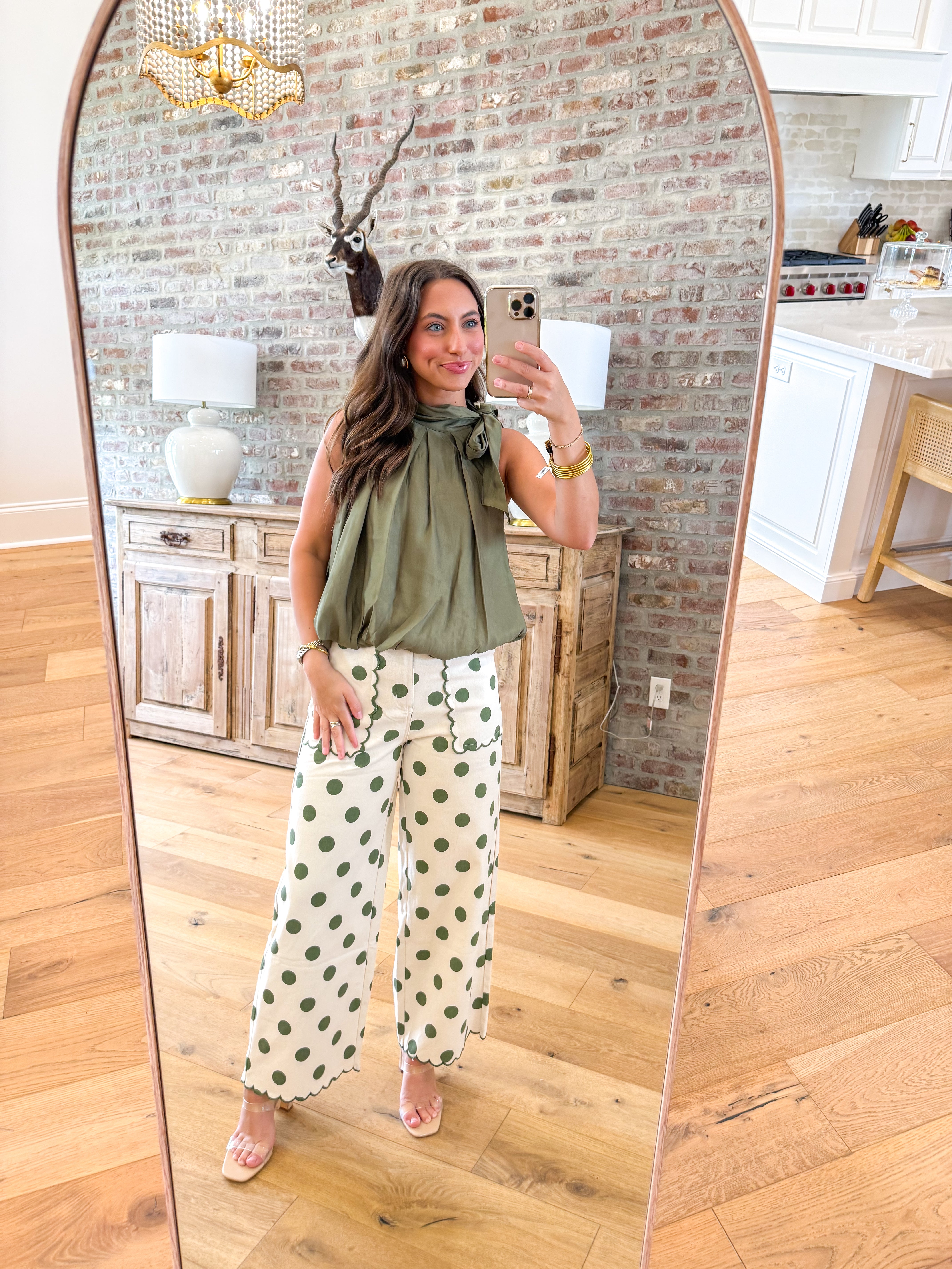 Olive Bow Halter Blouse