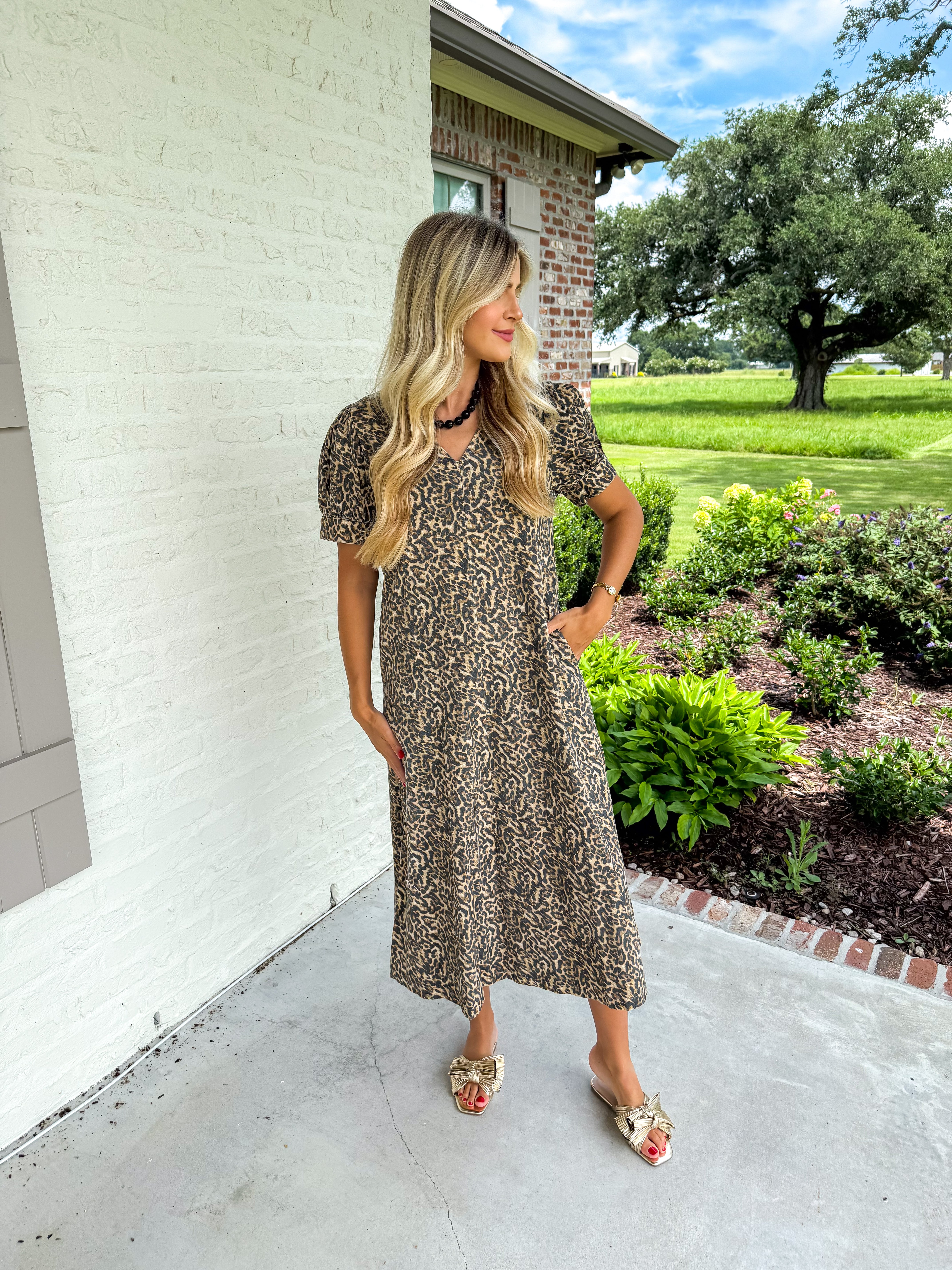 Spotted in Savannah Leopard Midi Dress