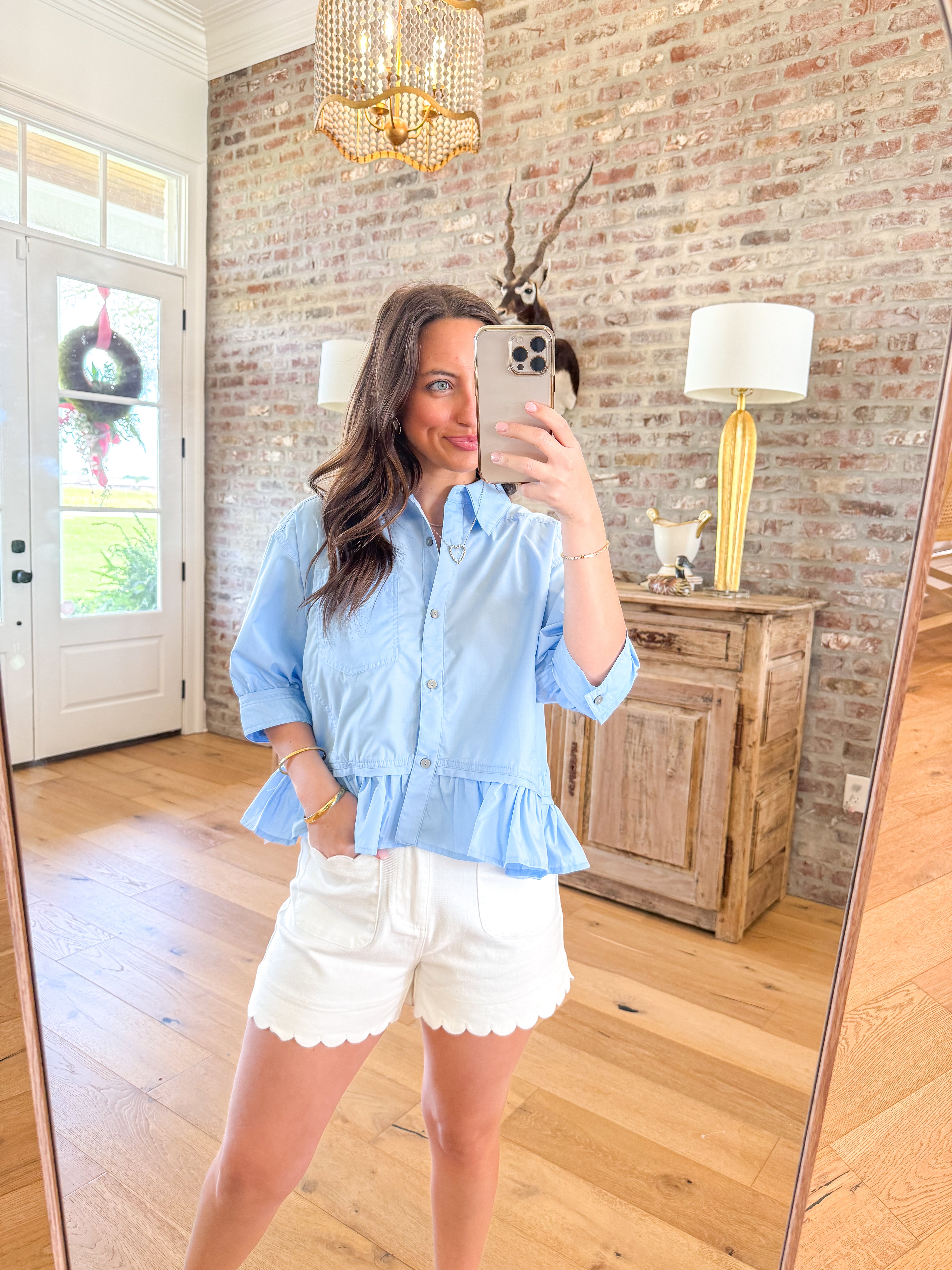 Chambray Peplum Blouse