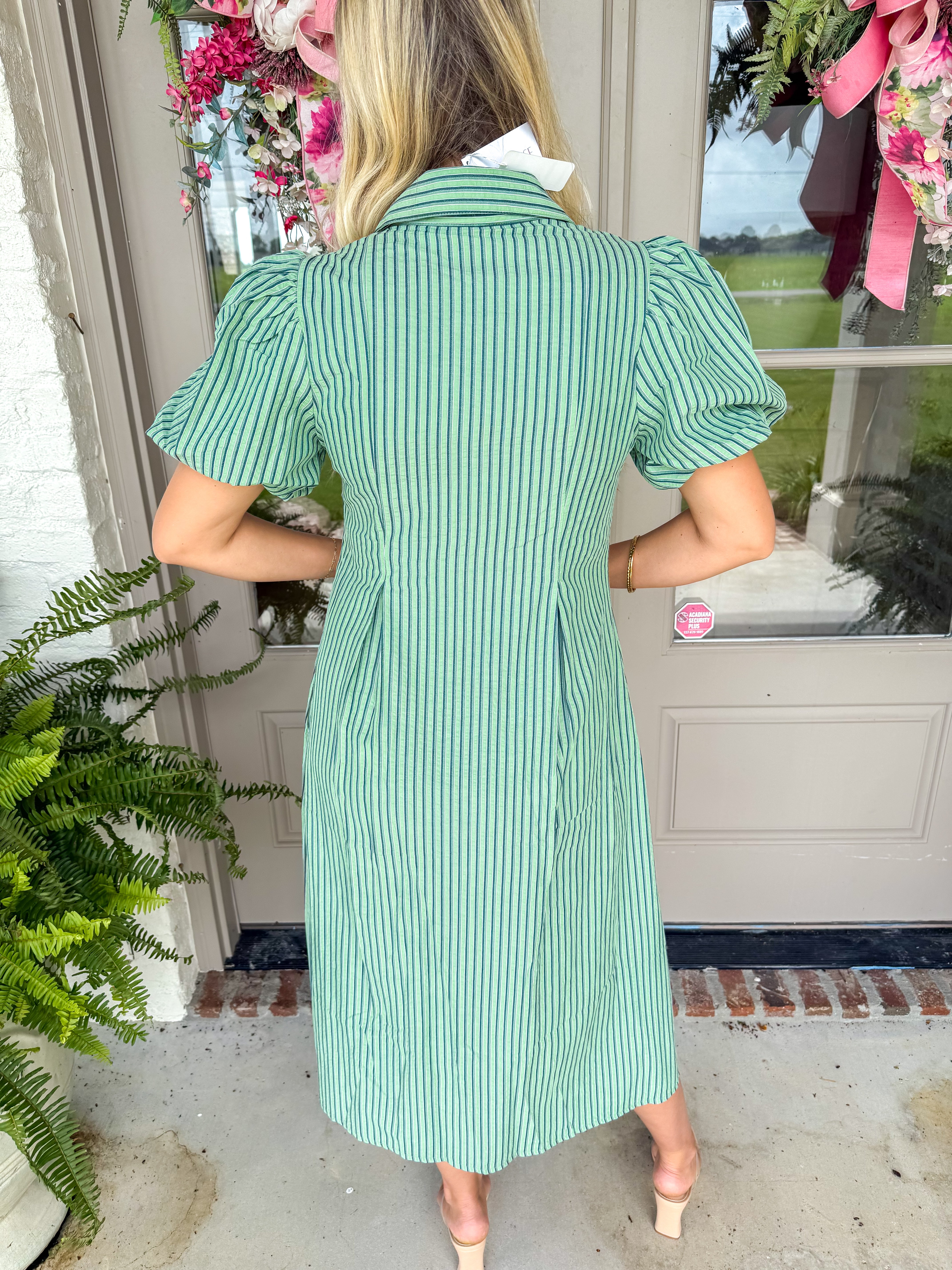 Magnolia Green Stripe Midi Dress
