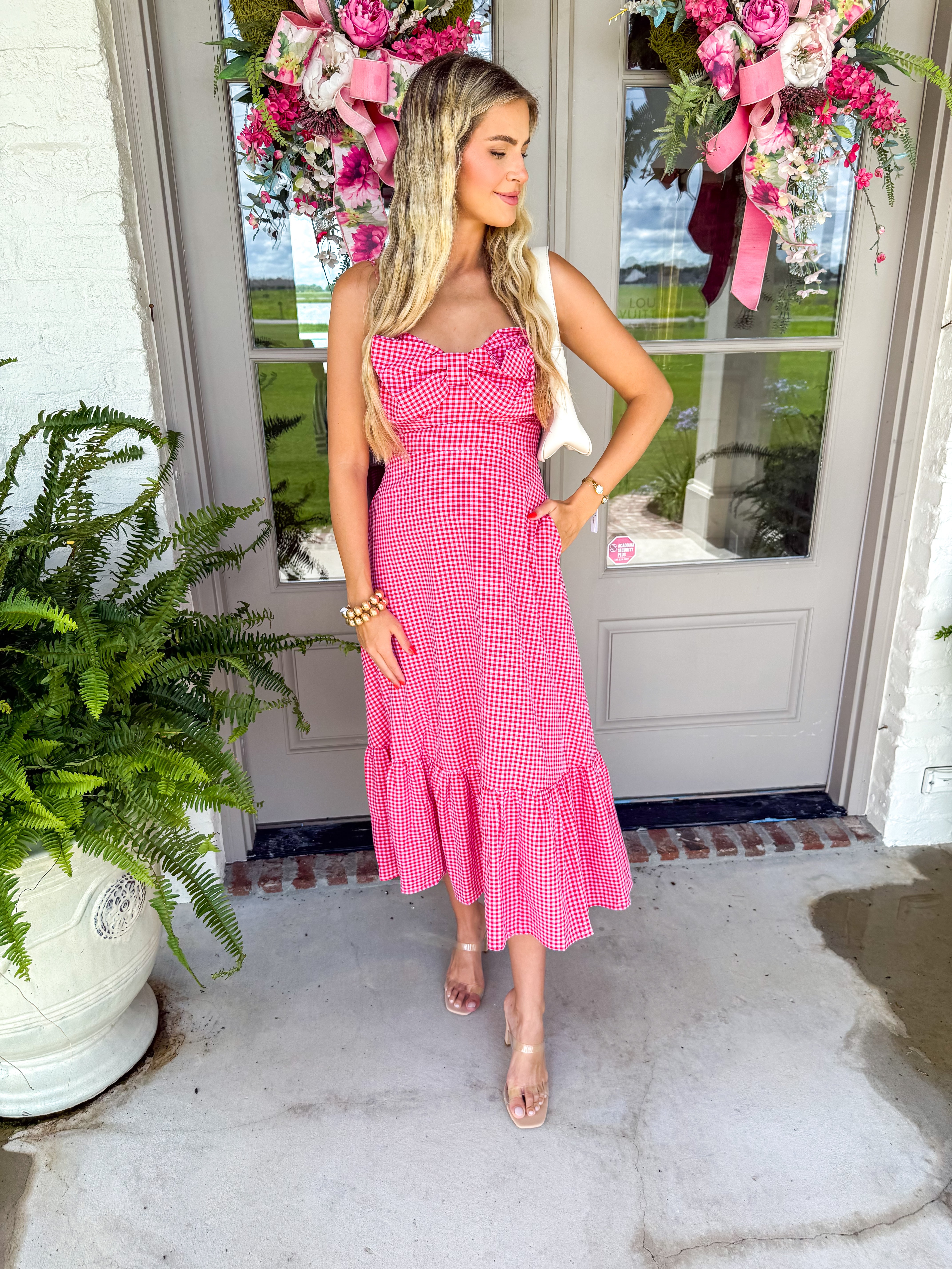 Sweetheart Red Gingham Midi Dress