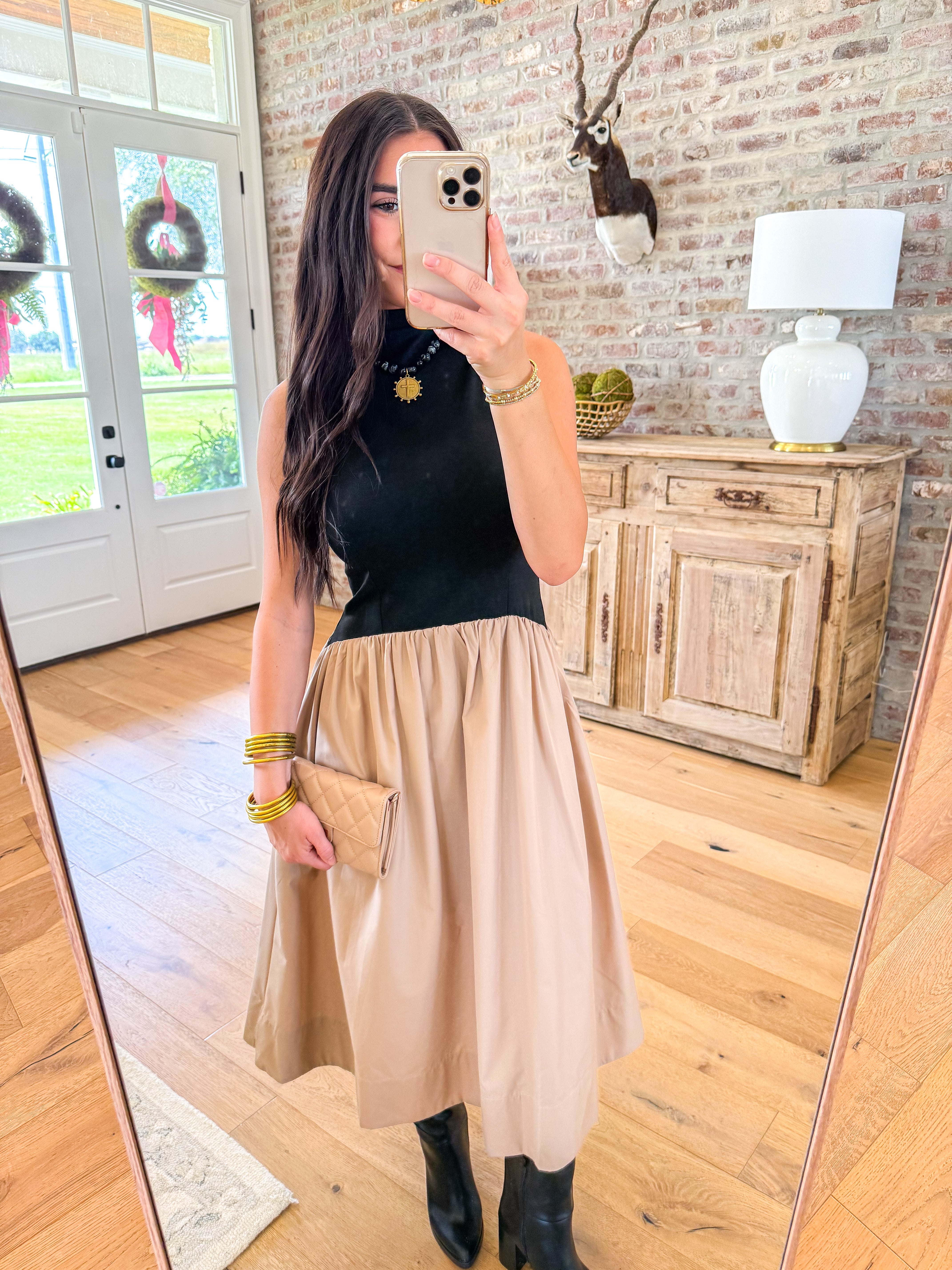The Monroe Mixed-Media Midi Dress