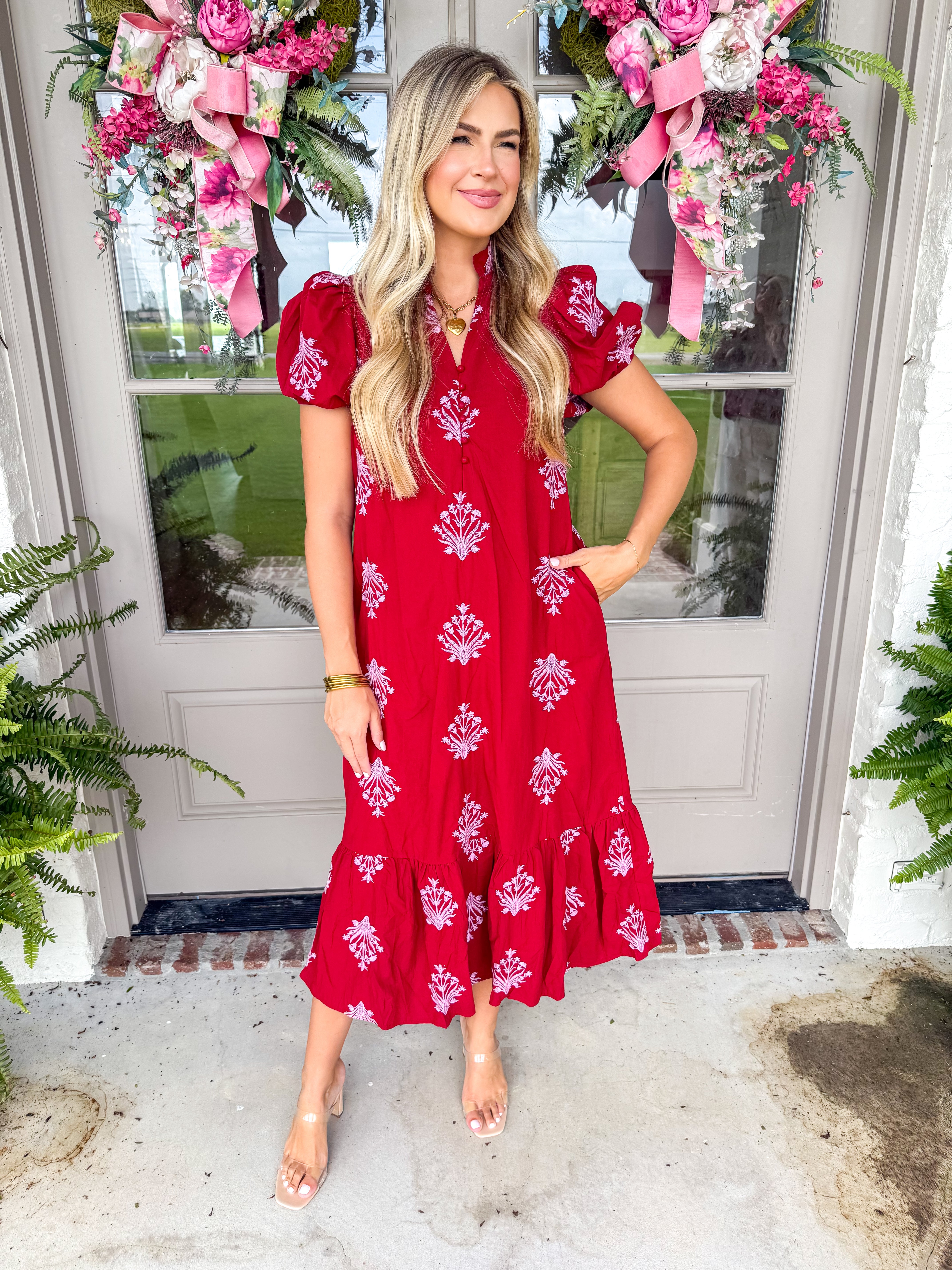 The Wildflower Embroidered Midi Burgundy
