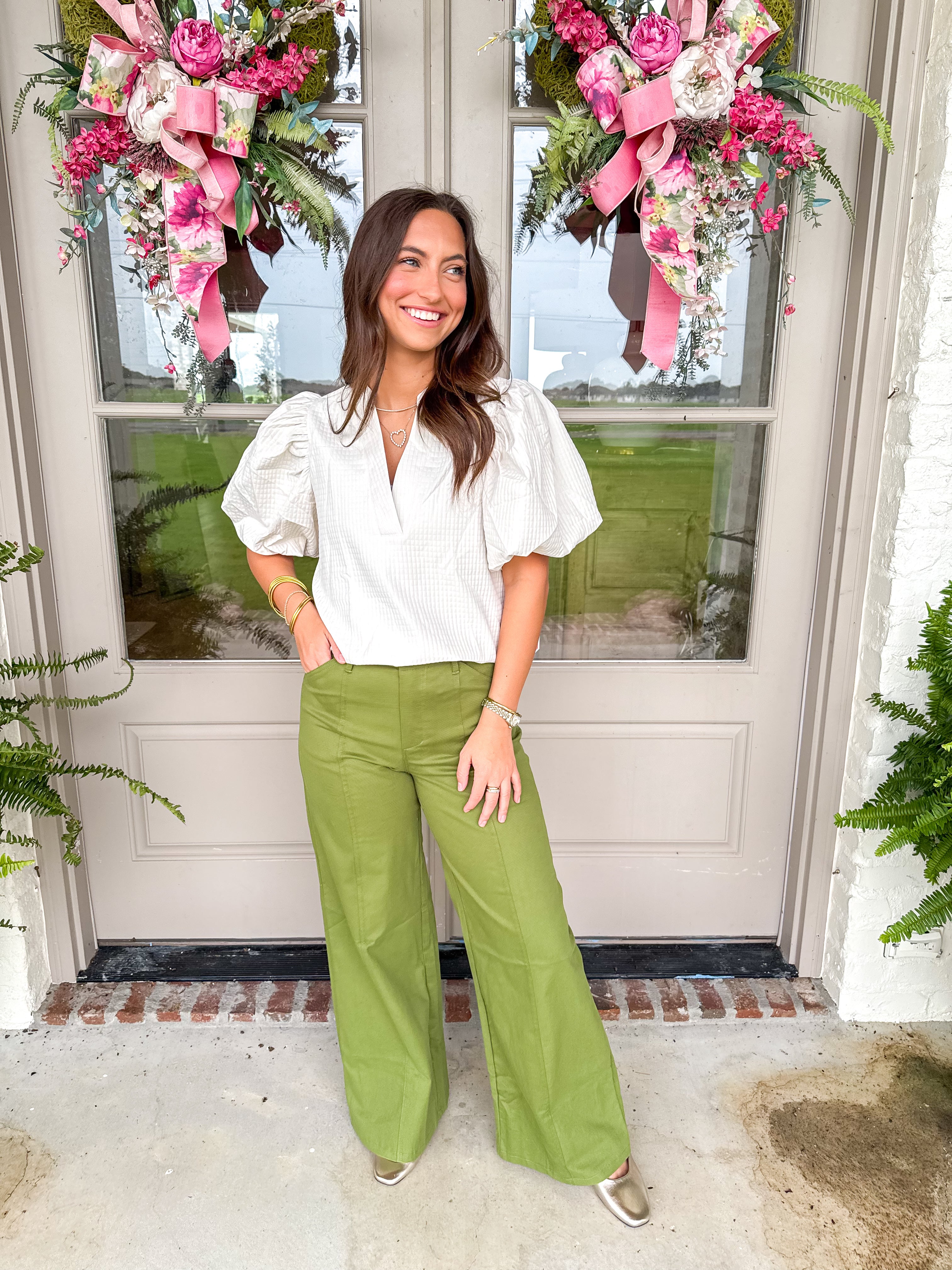 The Hadley Puff Sleeve Top Off White