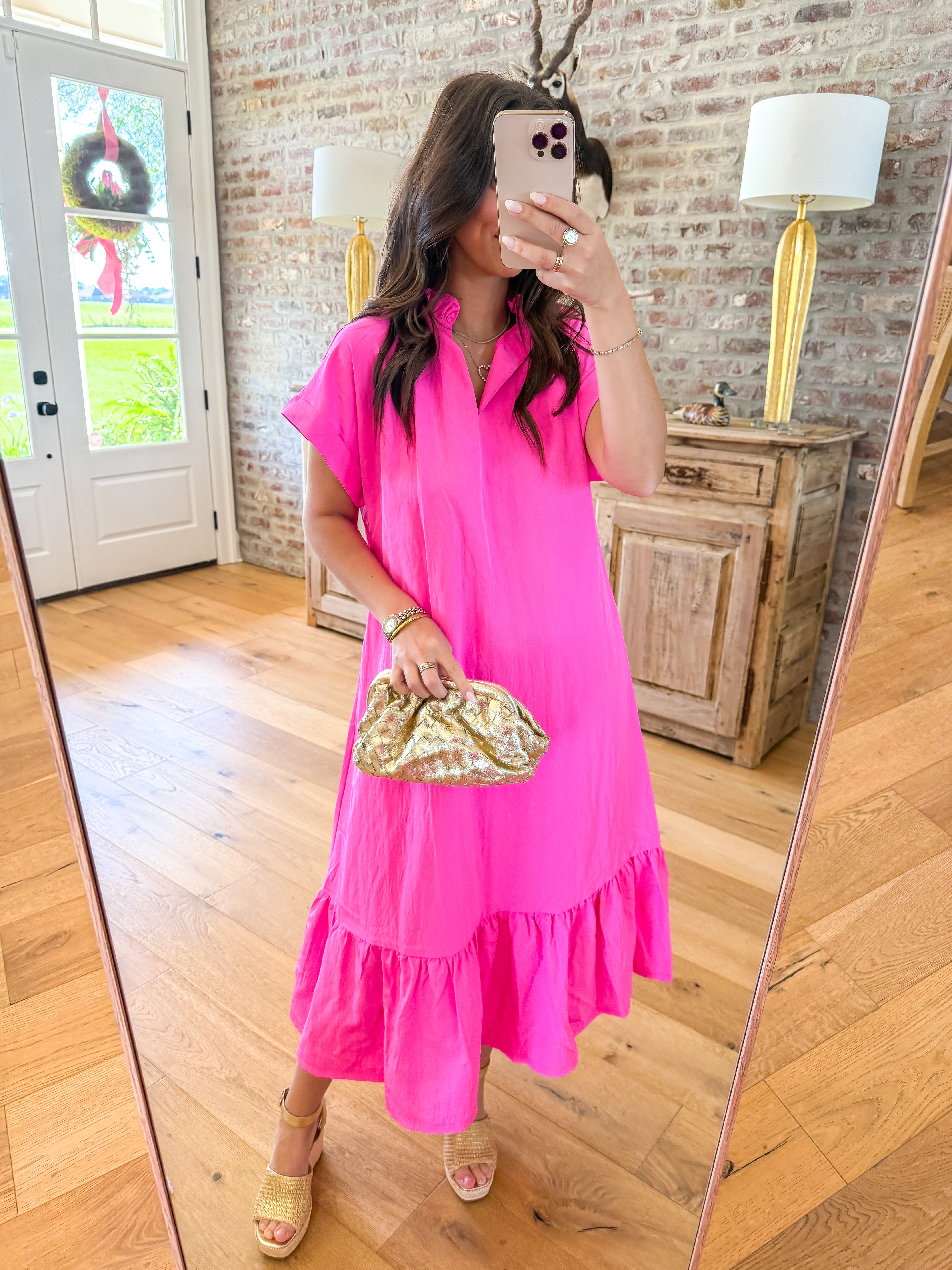 Pink Magnolia Ruffle Maxi