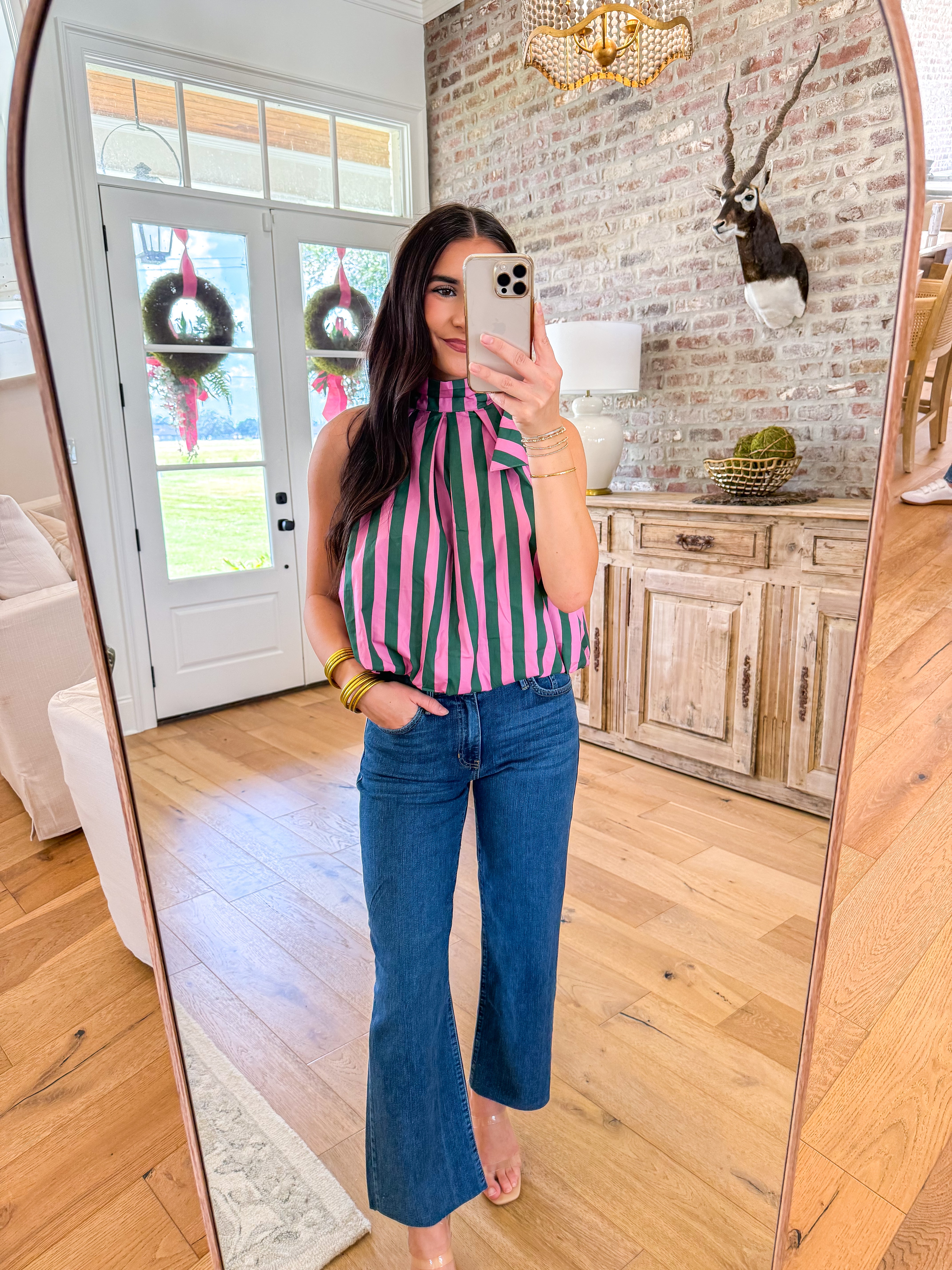 Pink & Green Striped Tie-Wrap Balloon Top