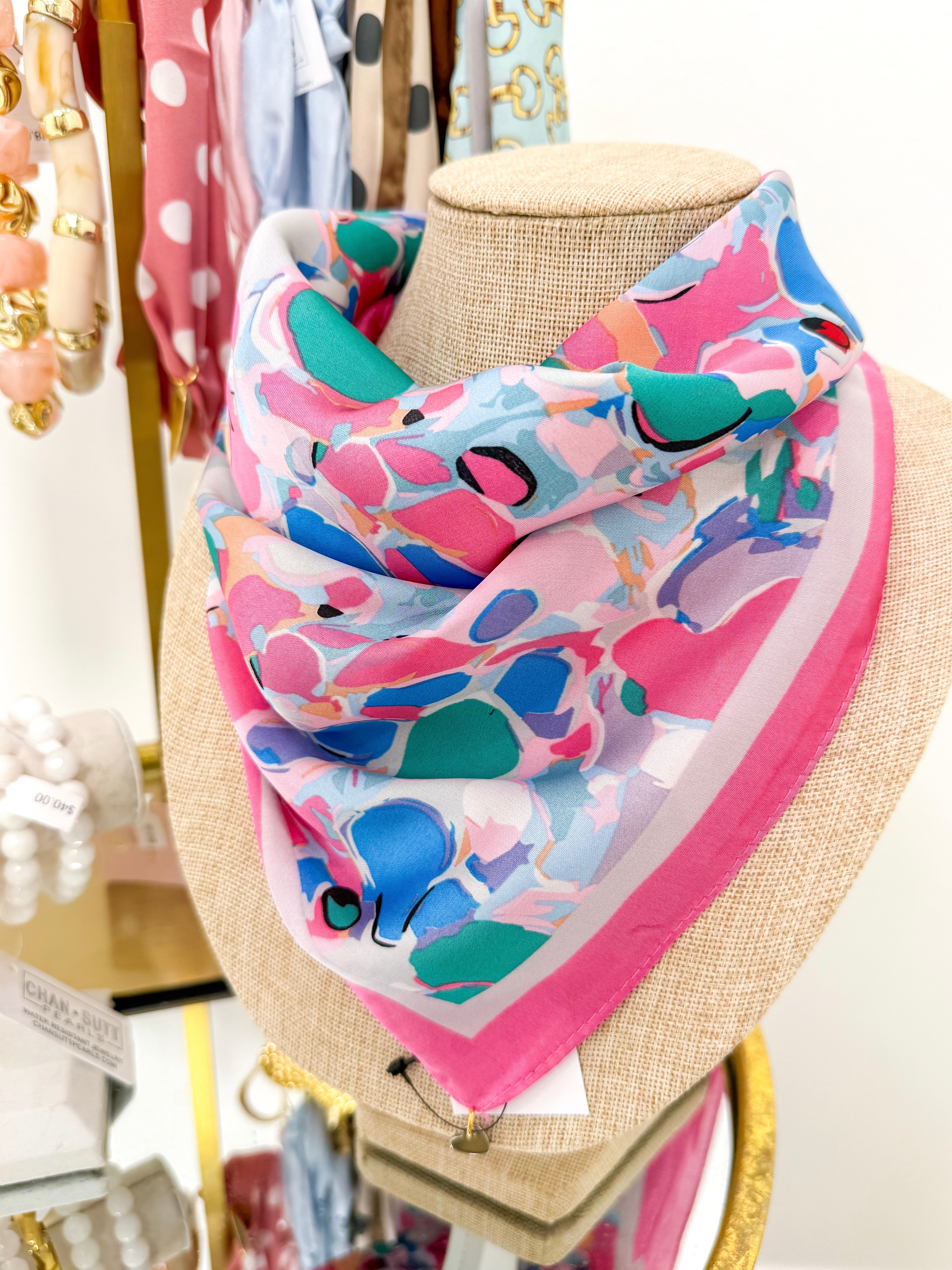 Hot Pink Abstract Colorful Scarf