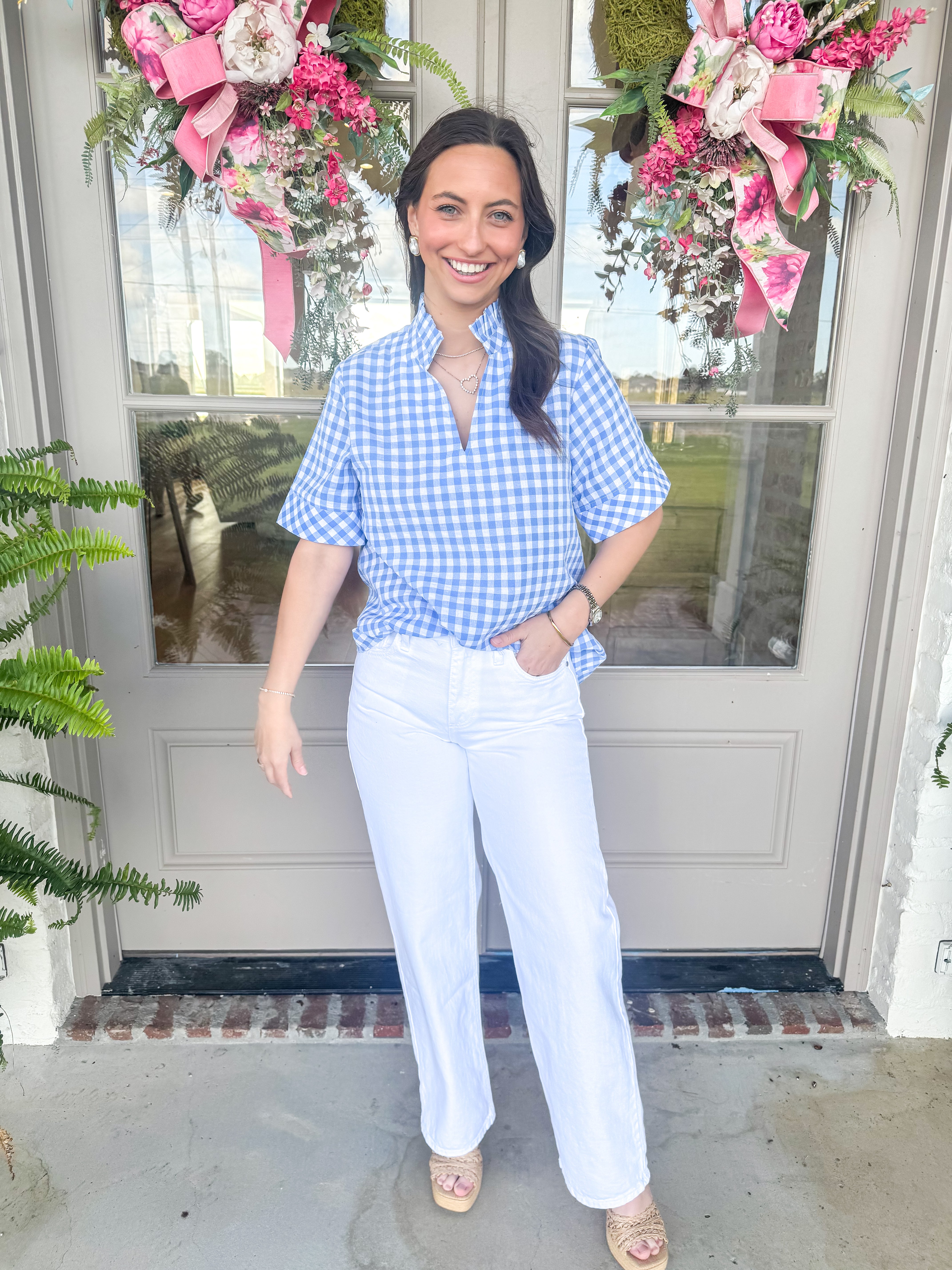 Harlow Blue Gingham Top