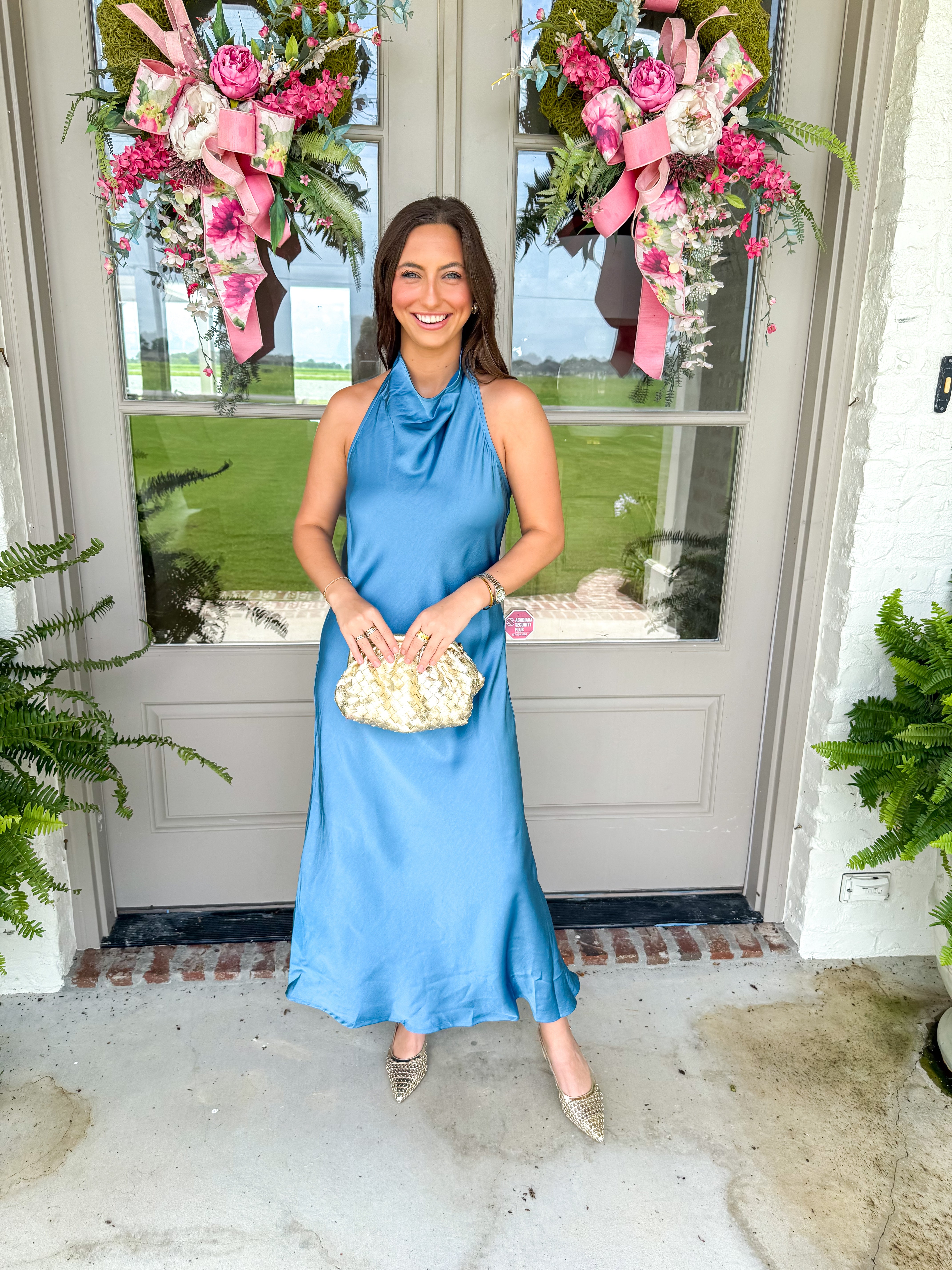 Dusty Blue Darling Halter Dress
