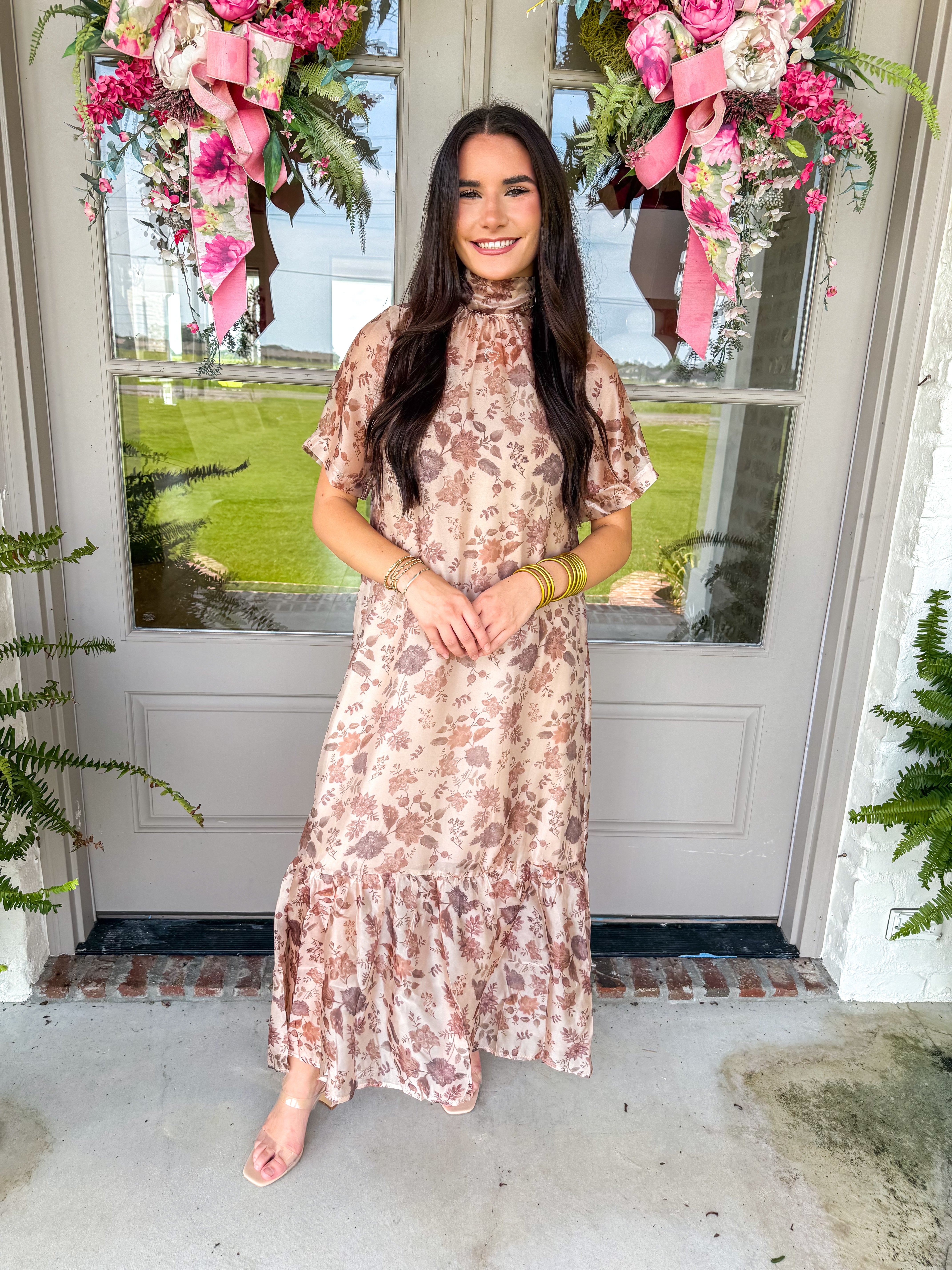 Watercolor Floral Two-Piece Maxi Dress