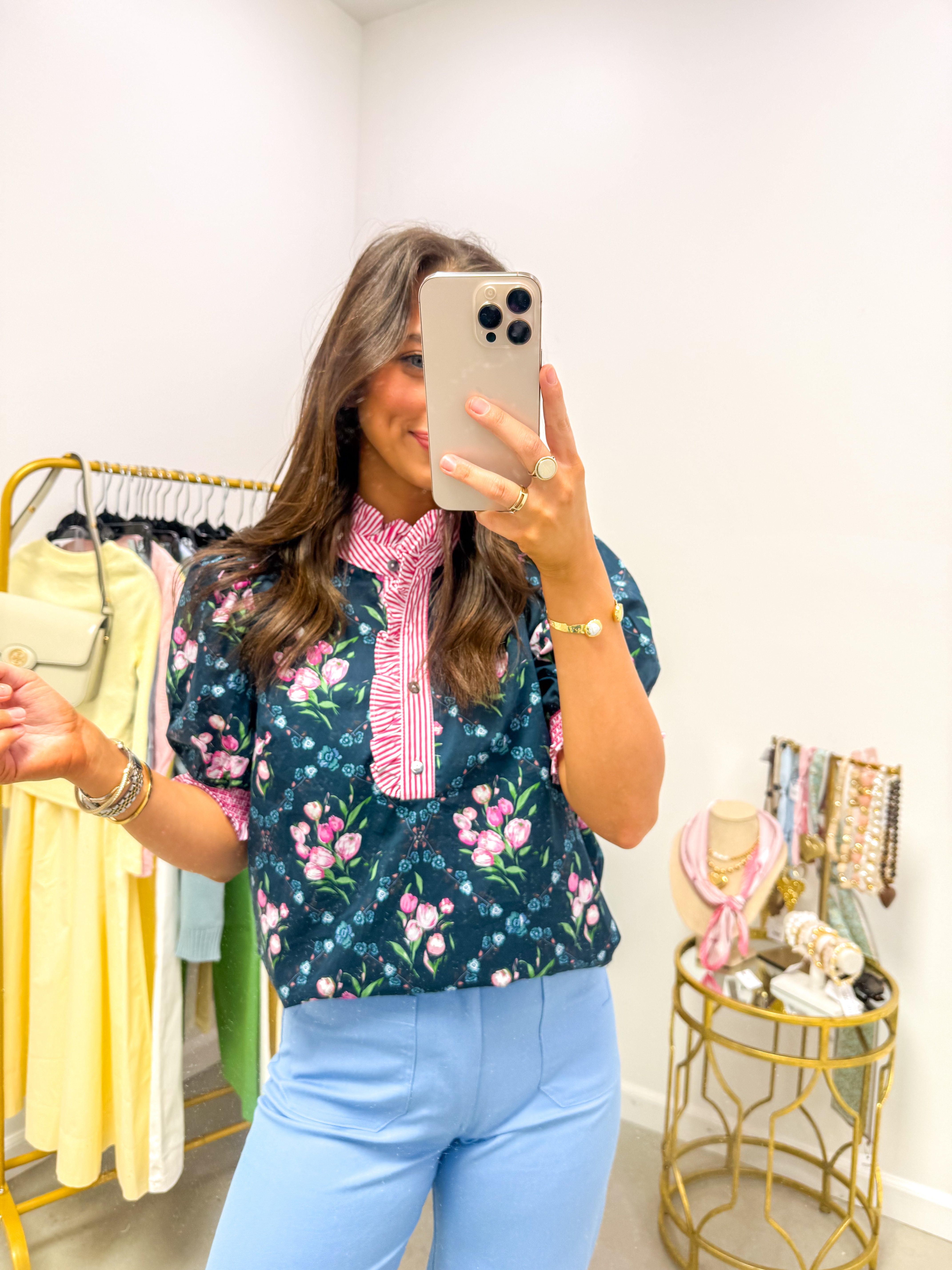 Driftwood Navy Floral Blouse