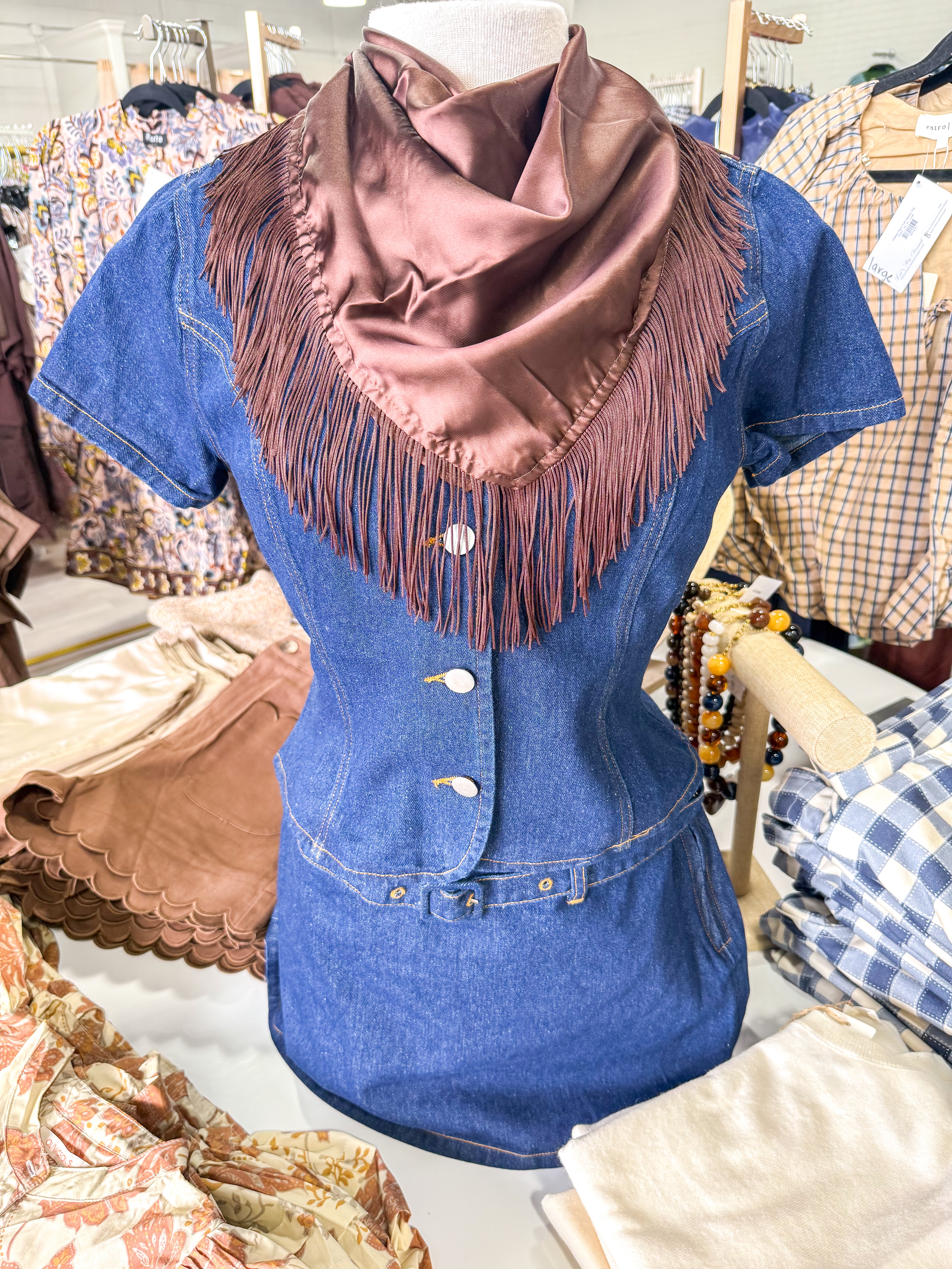 Solid Fringe Scarf Brown