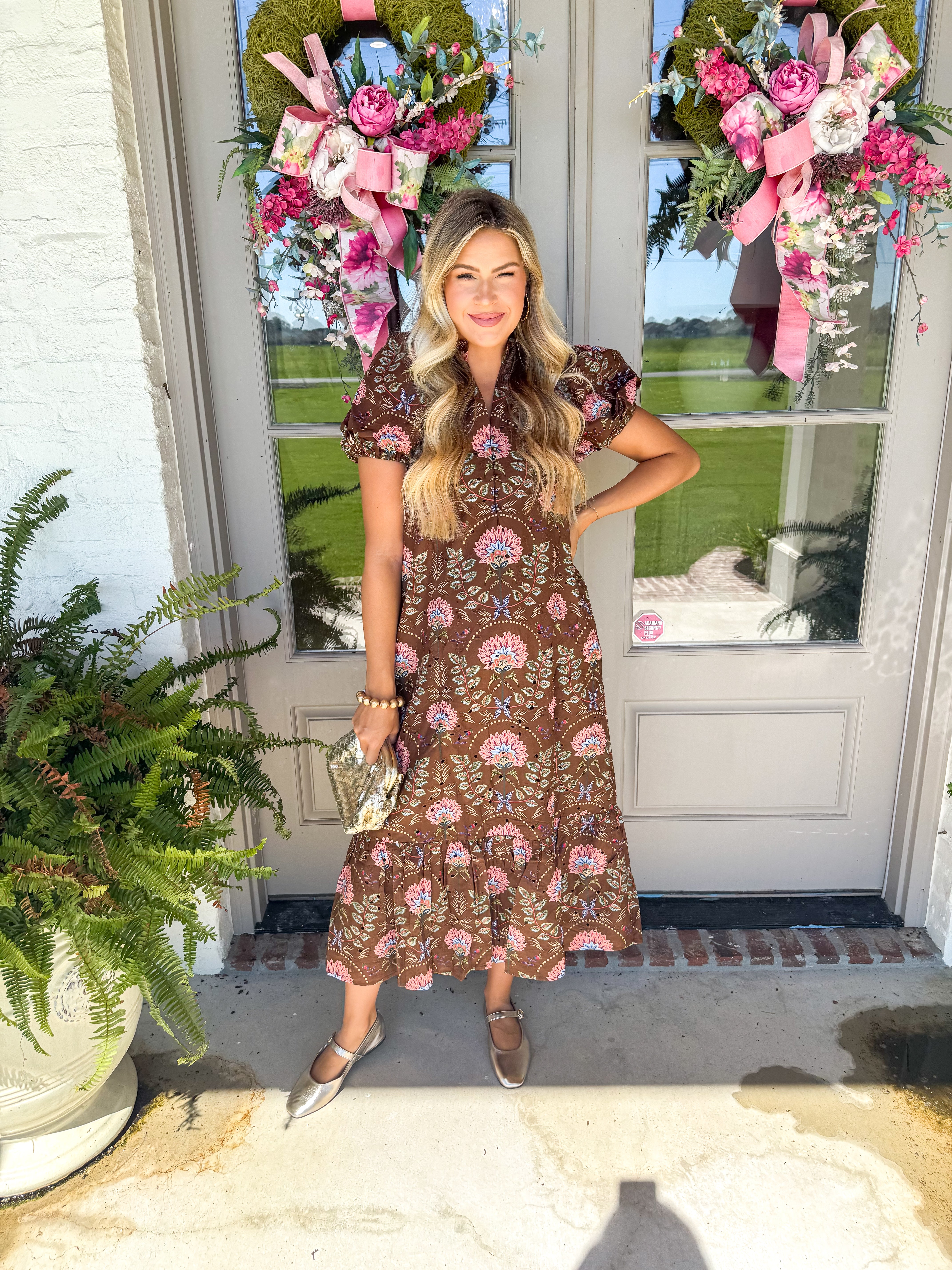 Chocolate Bloom Midi Dress