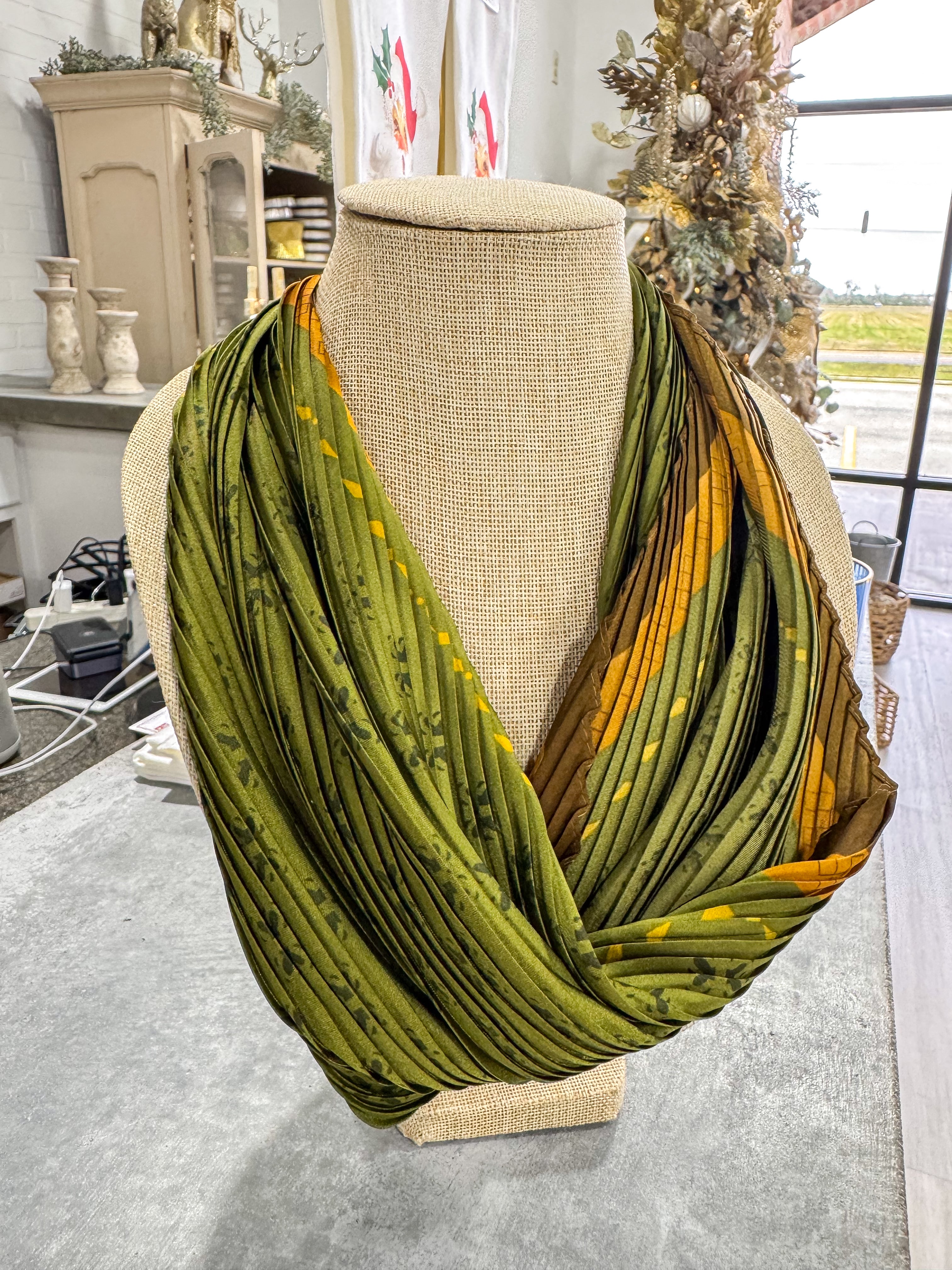 Olive & Brown Abstract Scarf