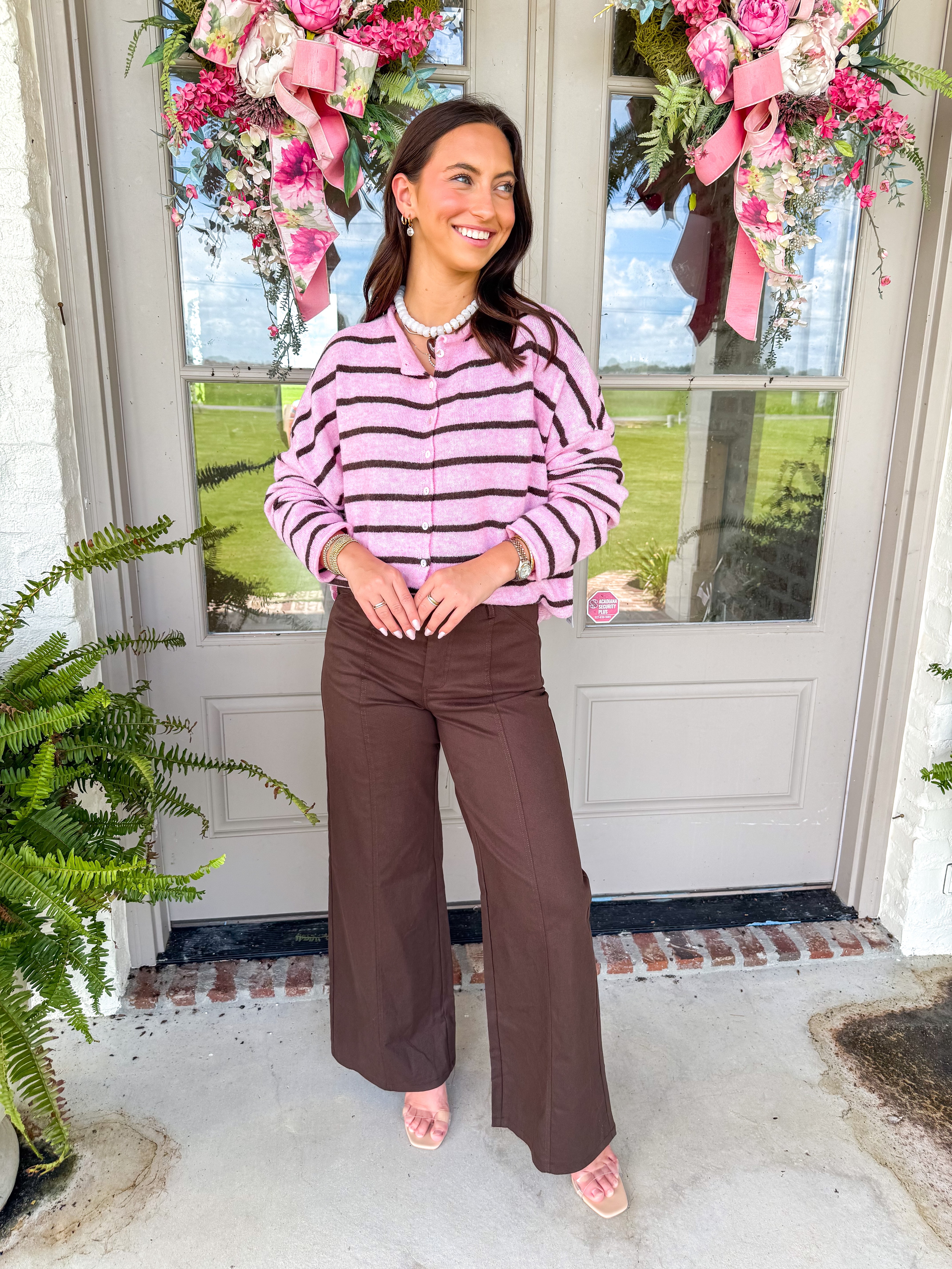Piper Striped Pink Cardigan