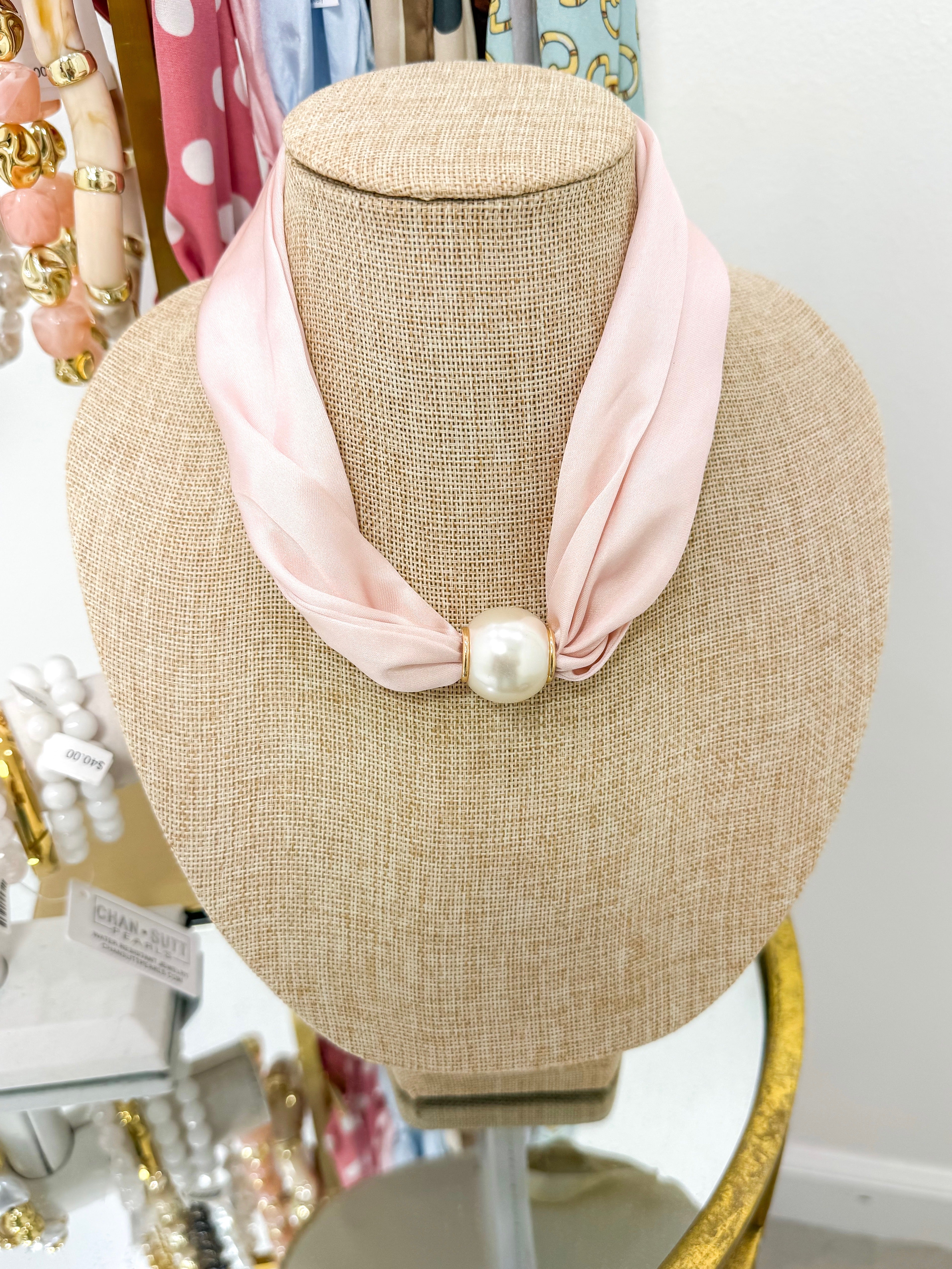 Light Pink Pearl Scarf Necklace