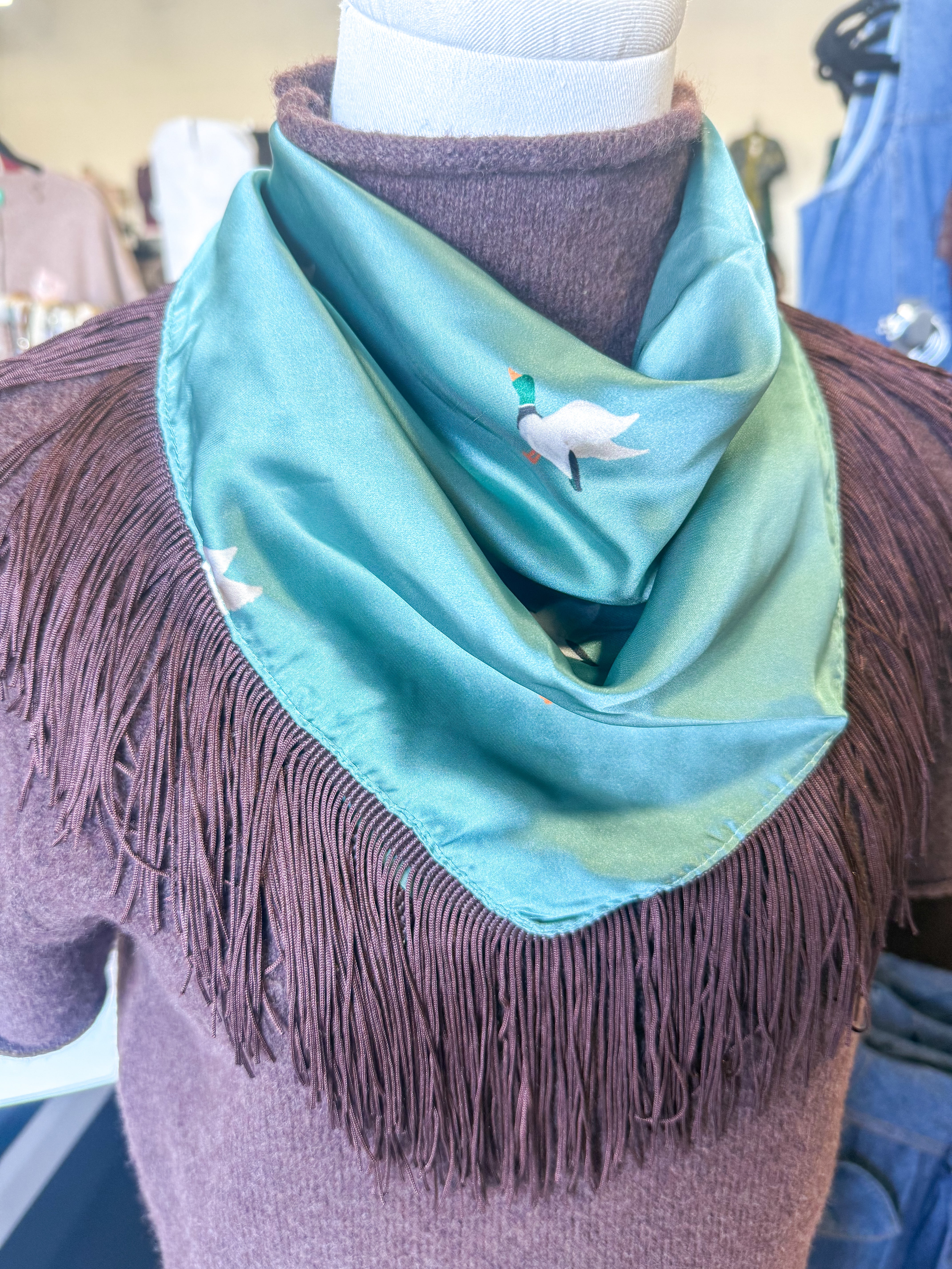 The Mallard Flight Brown Fringe Scarf