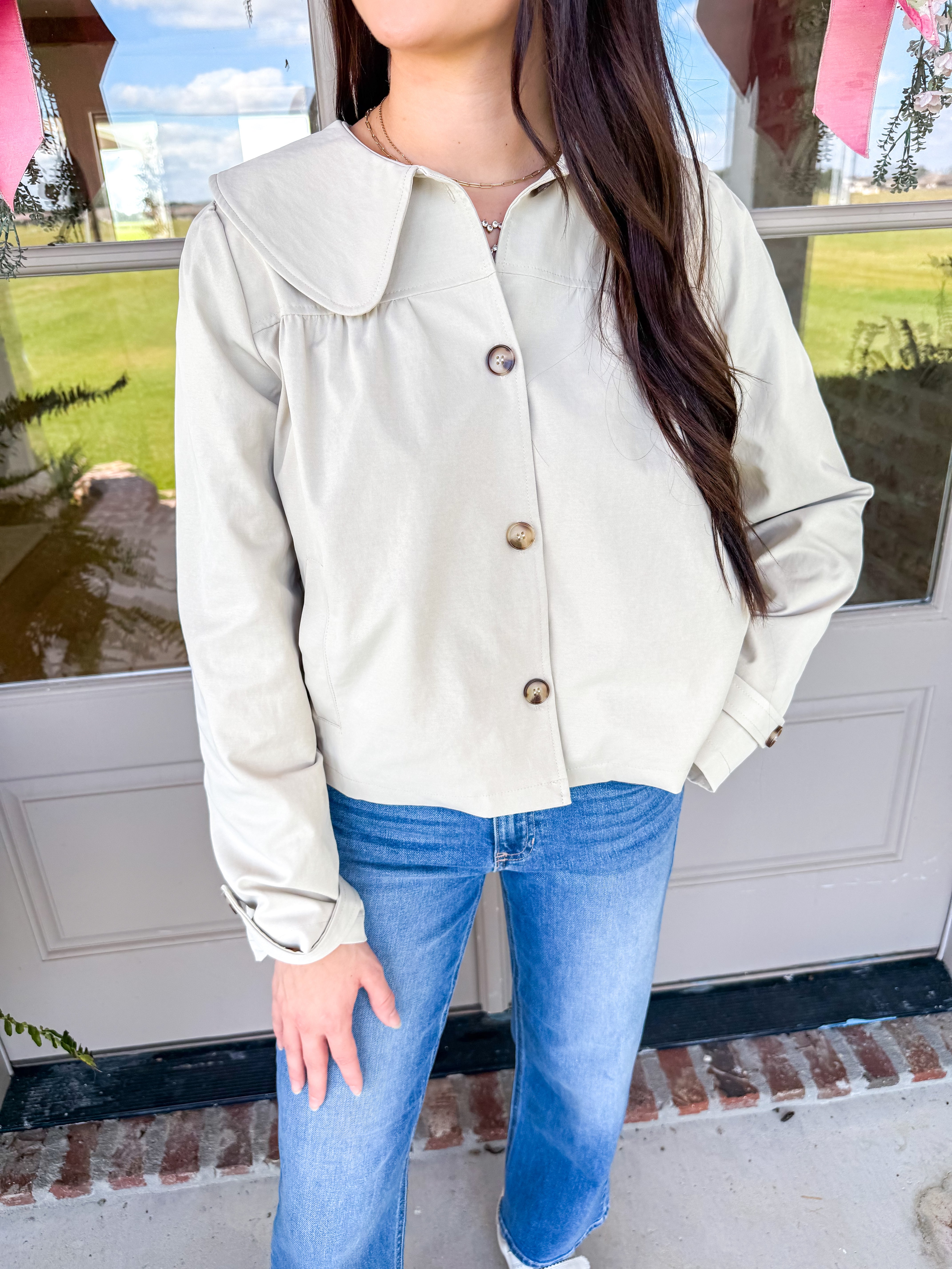 The Camille Peter Pan Jacket Light Khaki
