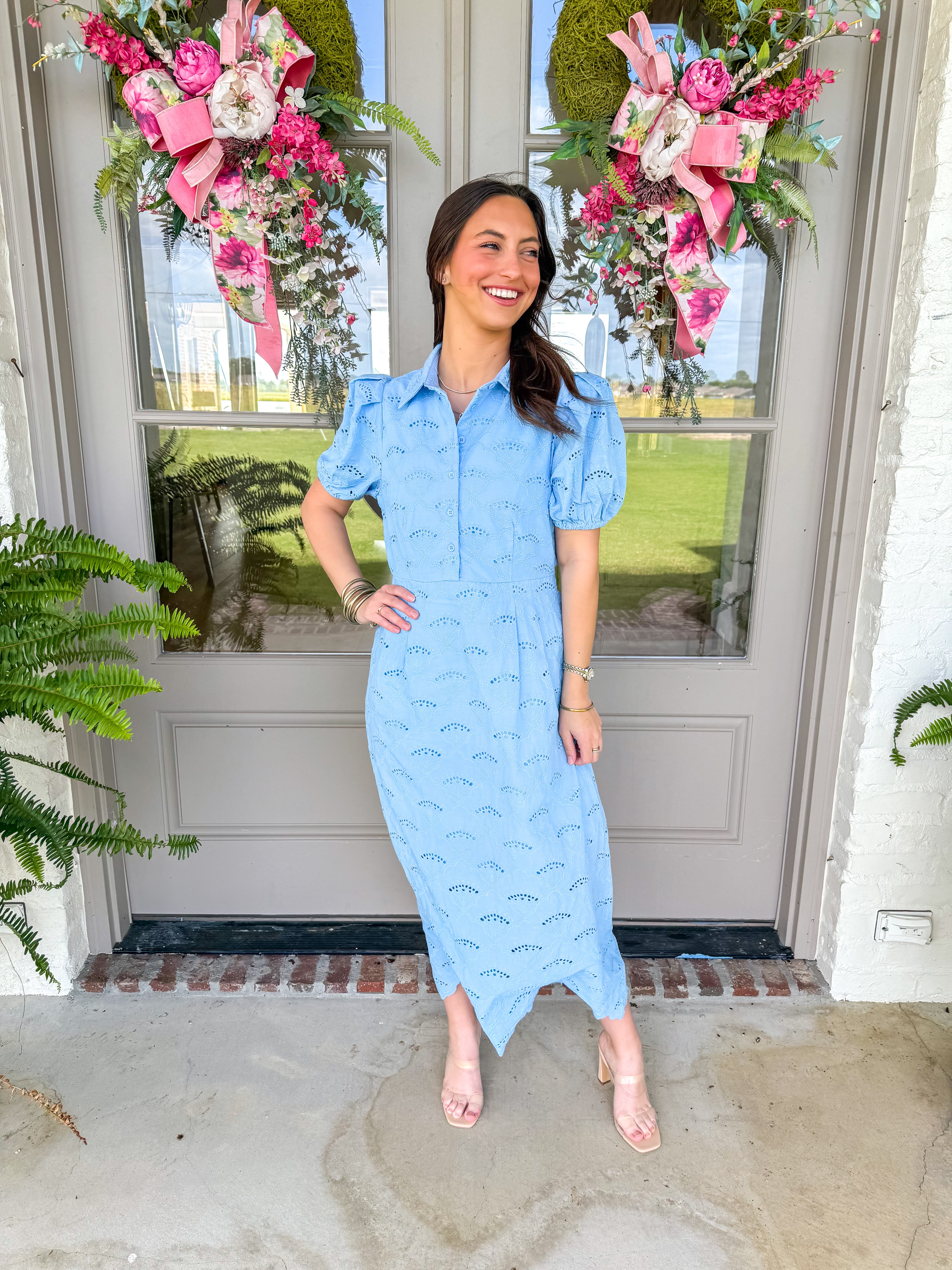 Magnolia Blue Eyelet Midi