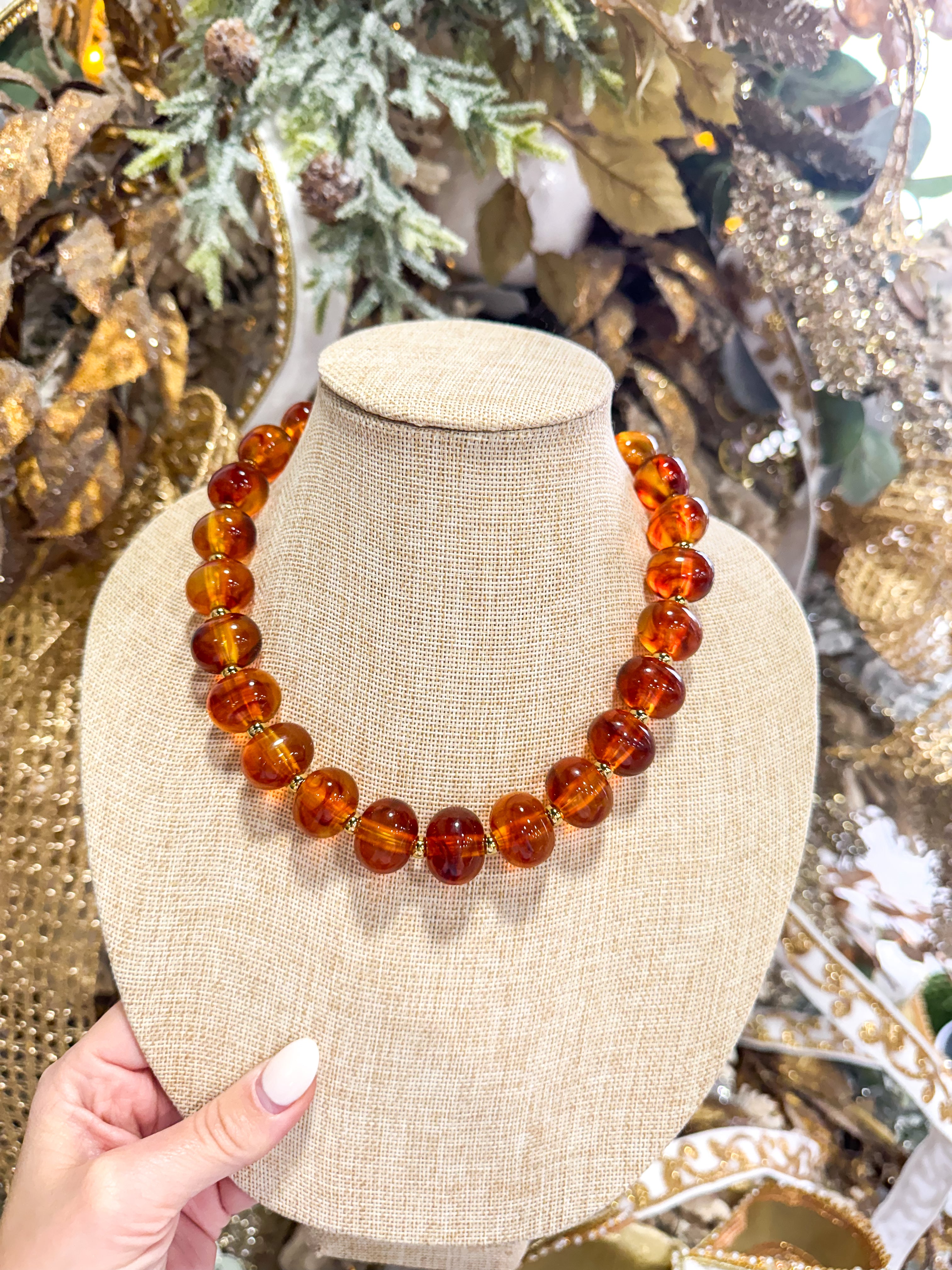 Amber Chunky Bead Necklace
