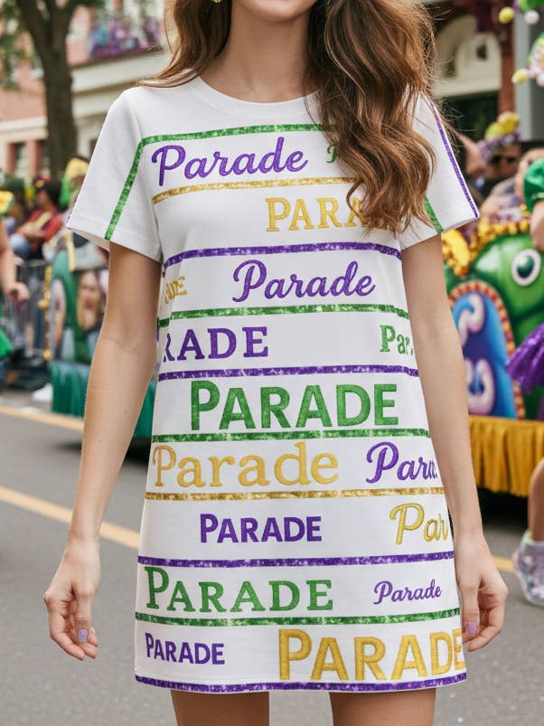 Mardi Gras parade Sequin T-Shirt Dress