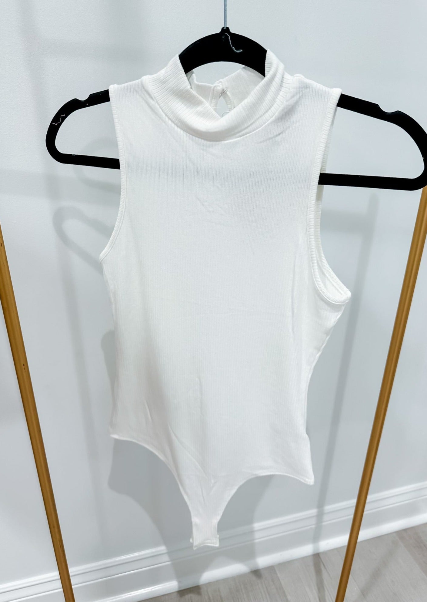 Mock Neck Bodysuit White