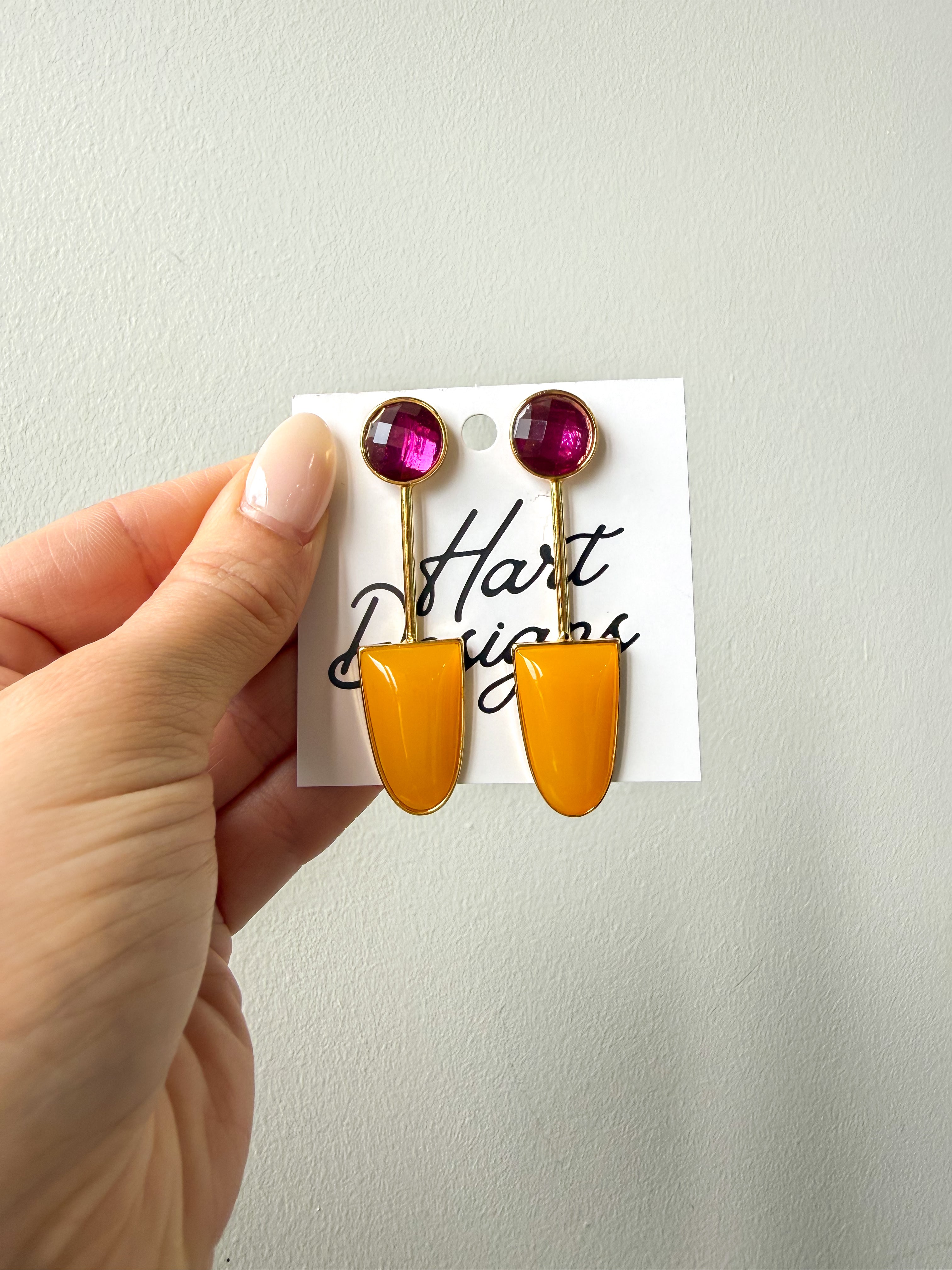 Purple/Yellow Drop Down Earrings