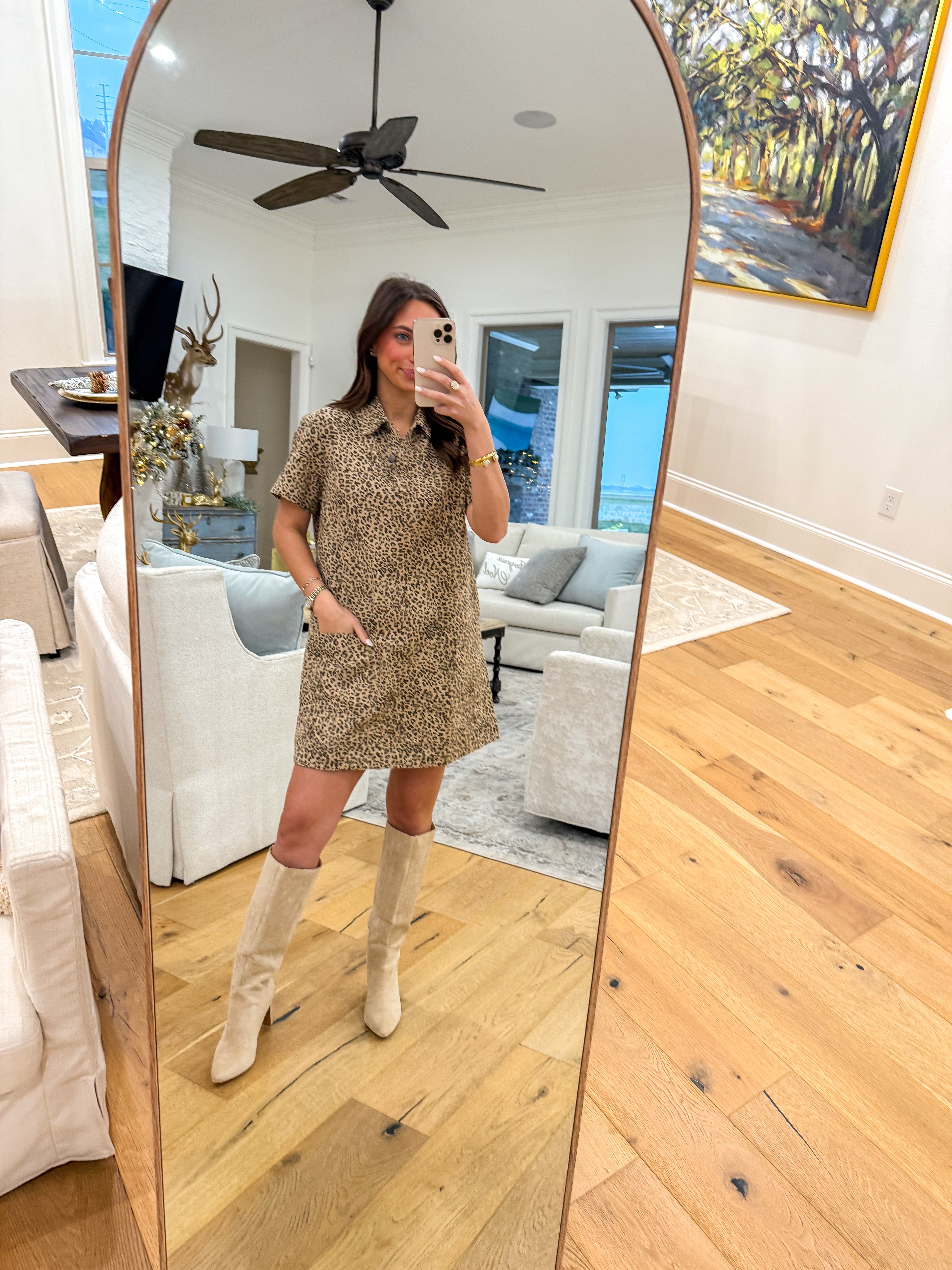 Leopard Twill Shirt Dress