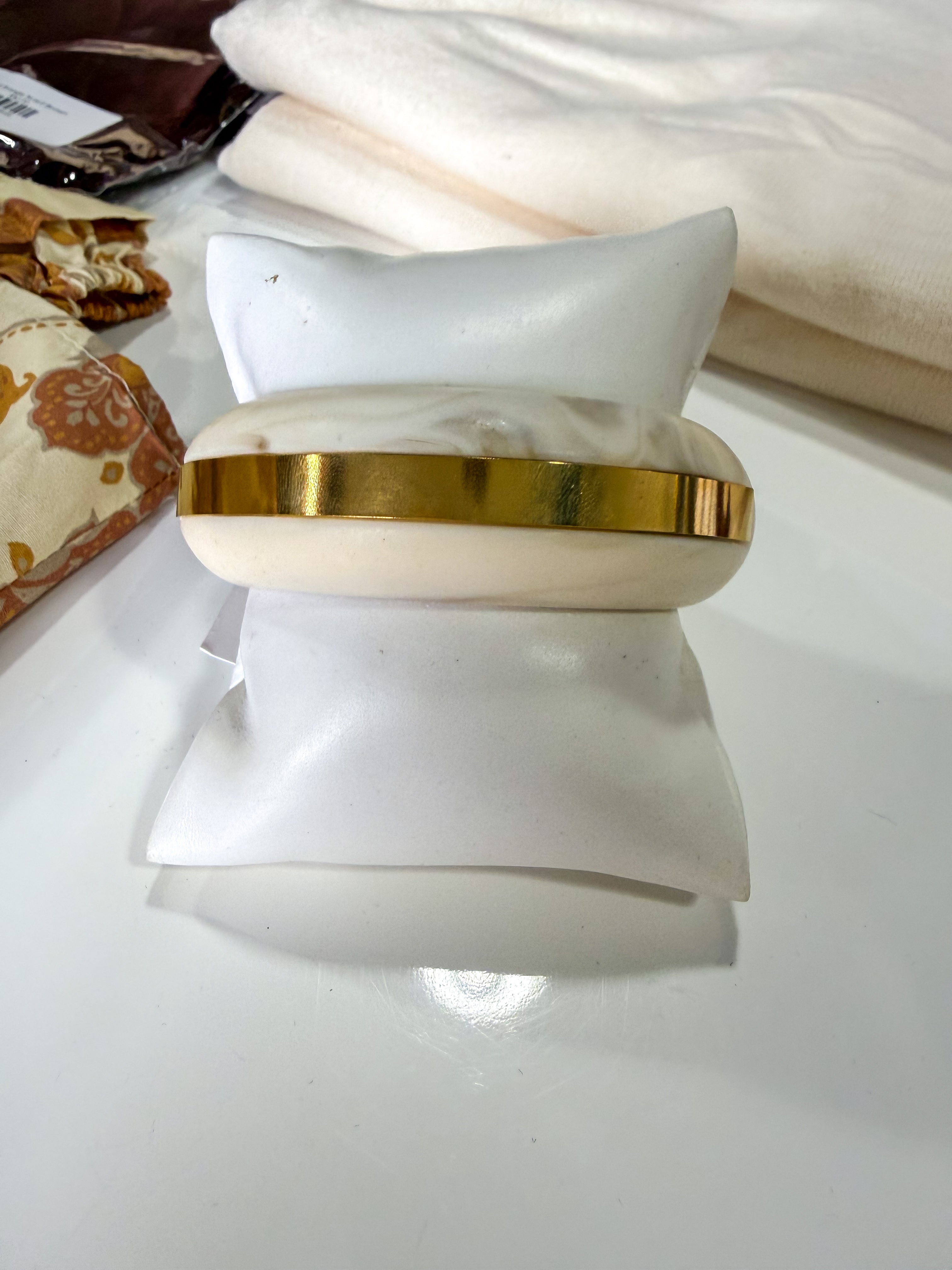 White Marbled Gold Bangle