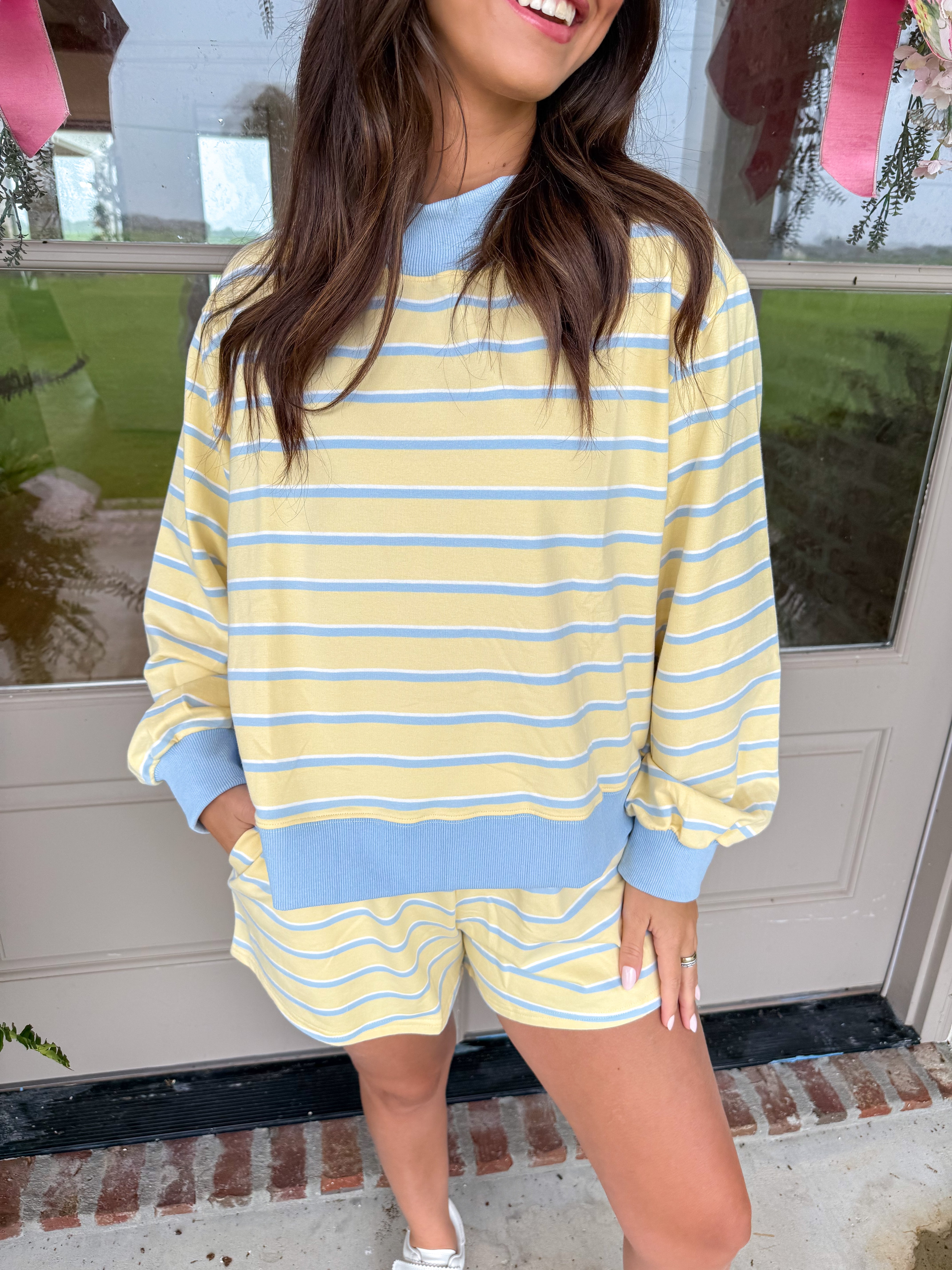 Georgia Days Striped Lounge Set Yellow/Blue