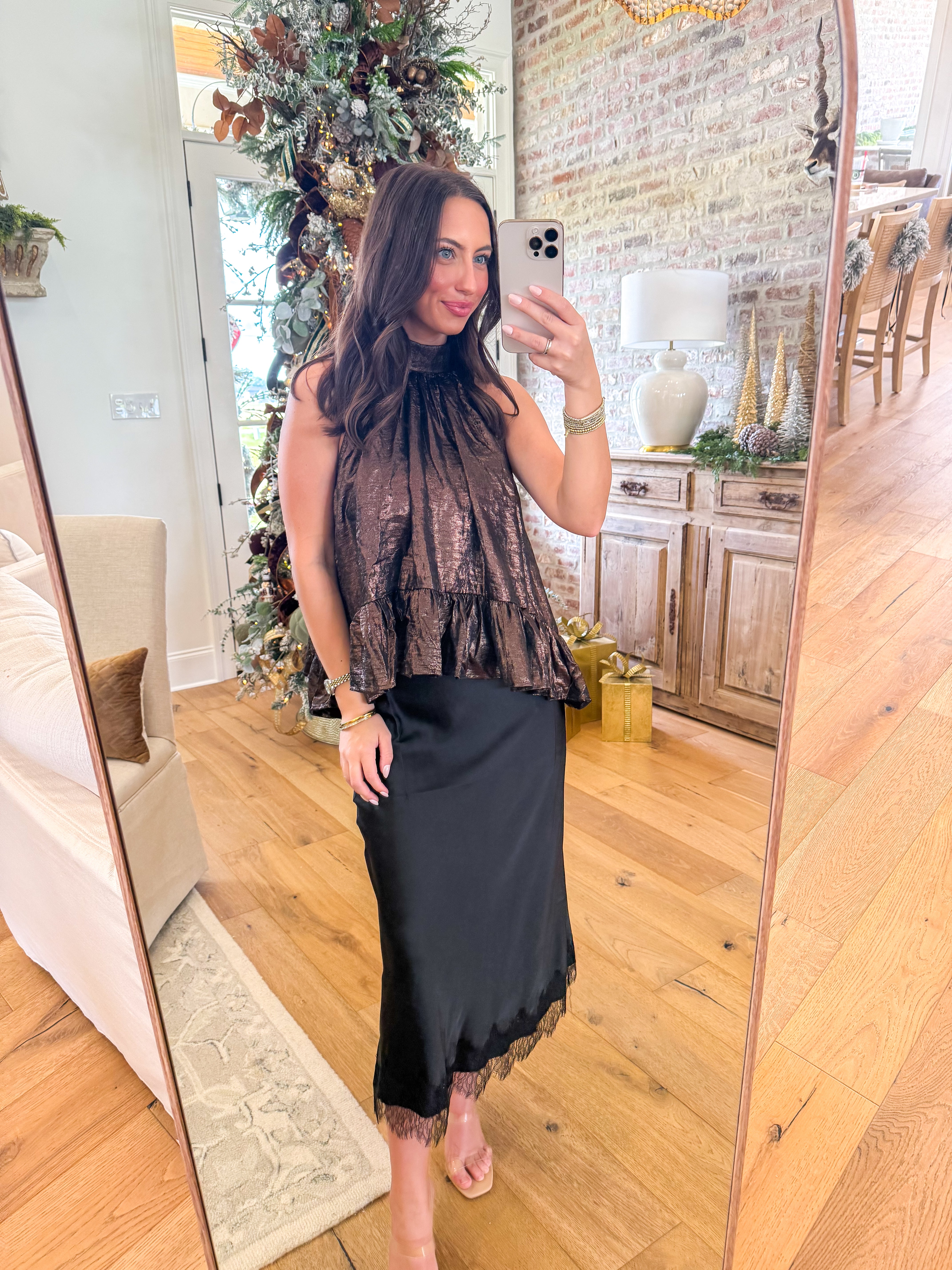 Brown Shimmer Halter Tank