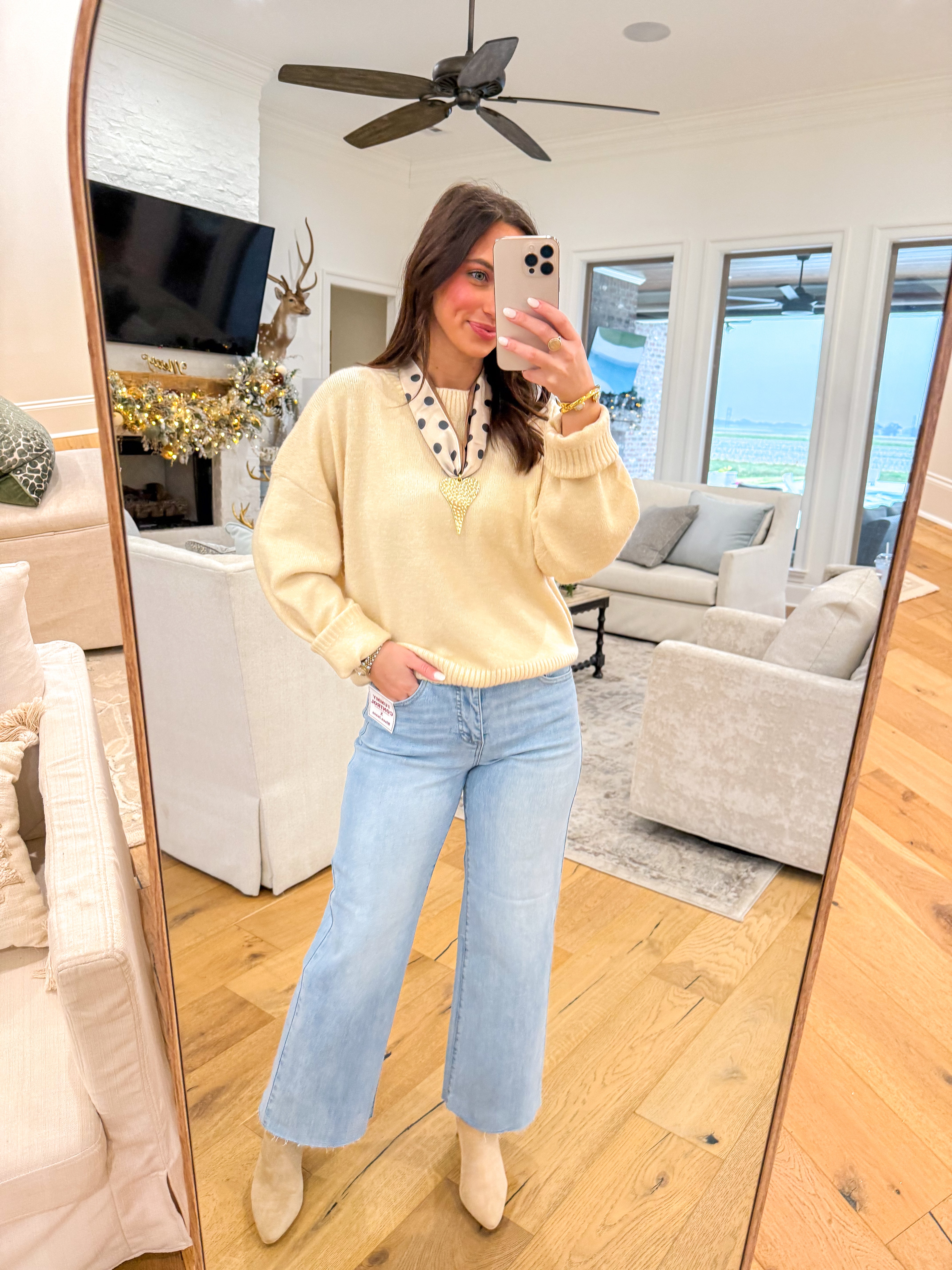 Karlie HR Light Washed Crop Wide Leg