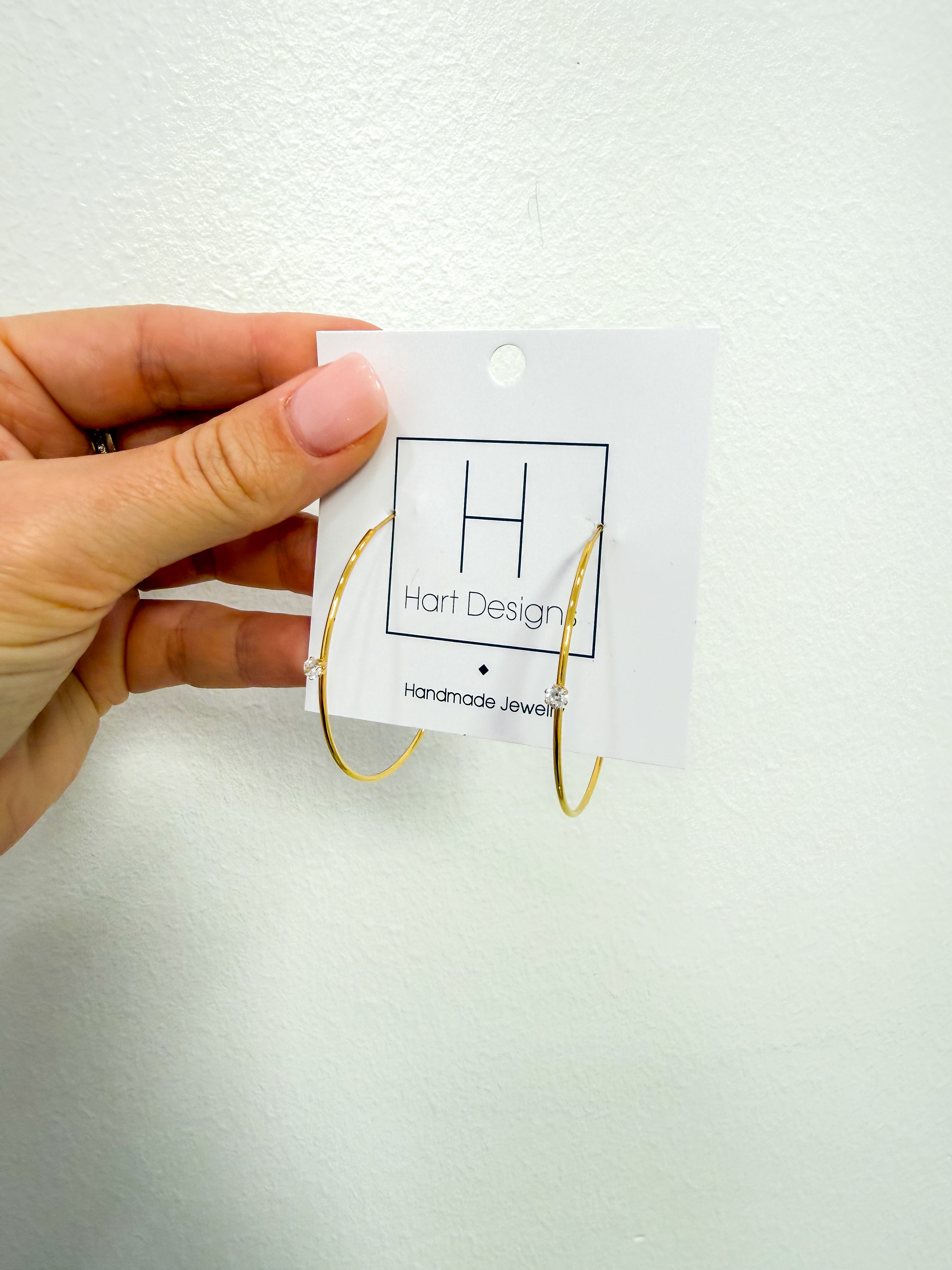 Thin Gold Hoops With Diamond