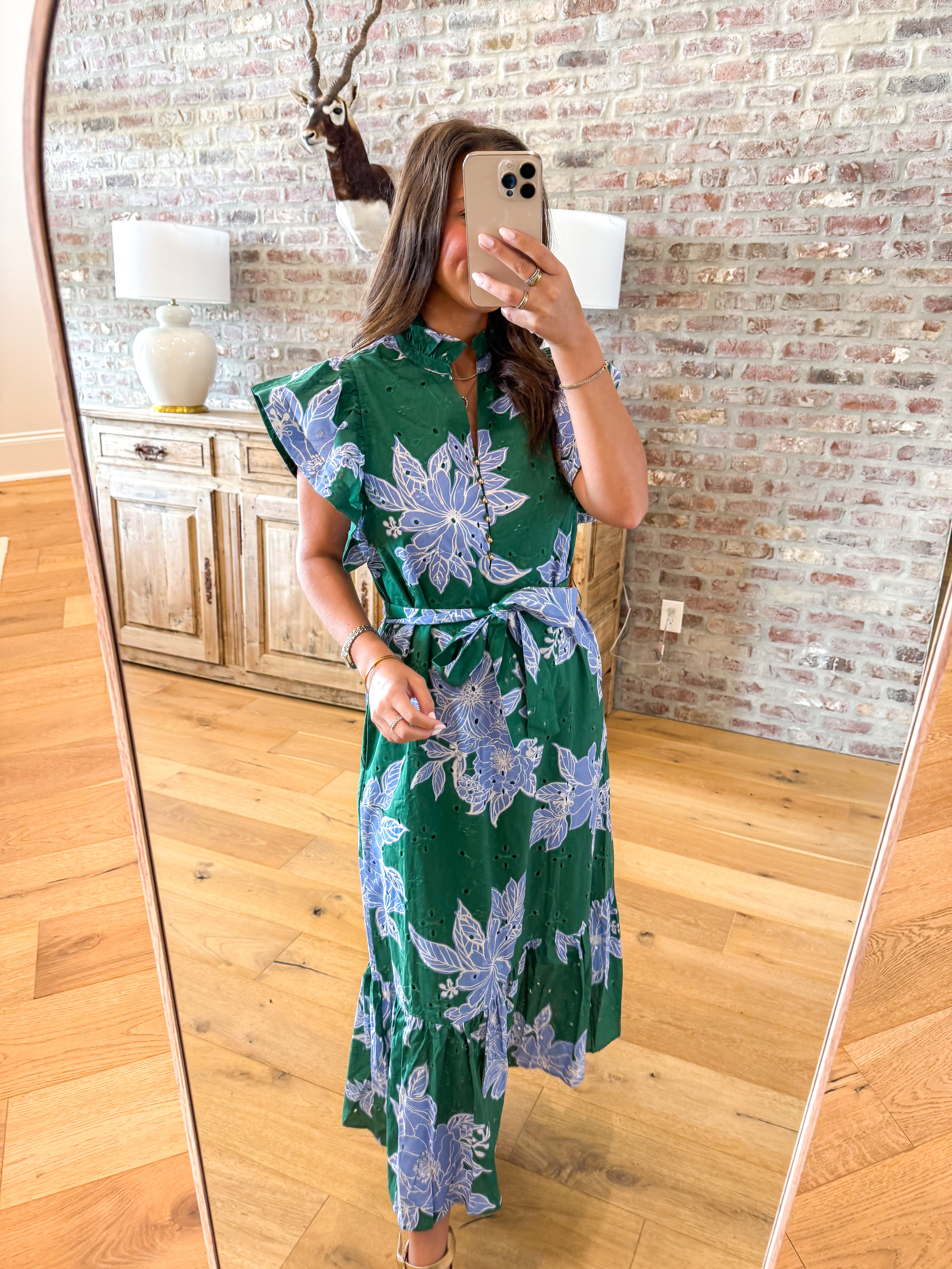 The Garden Party Midi Dress Green/Blue