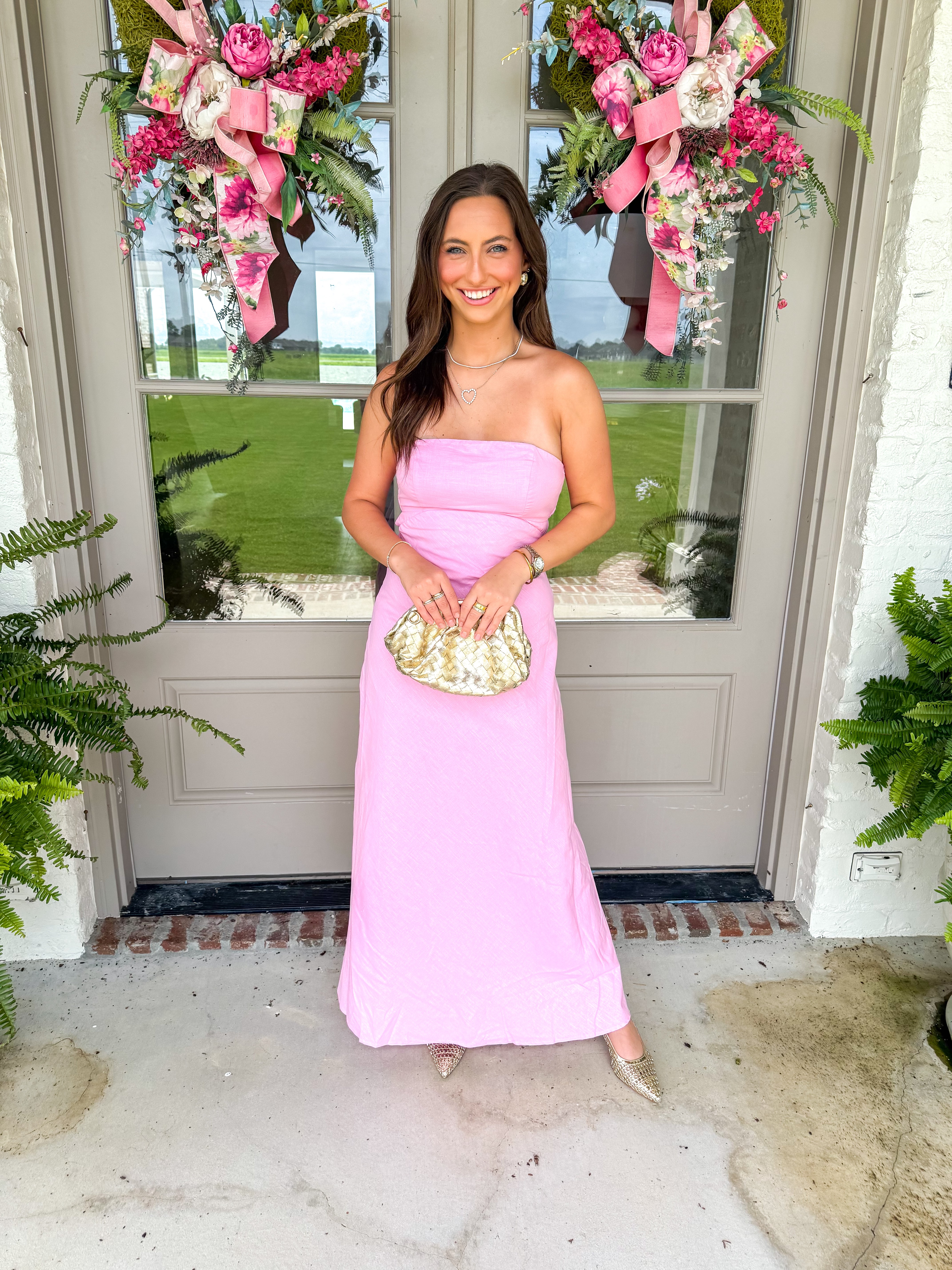 The Bayou Breeze Linen Maxi Pink
