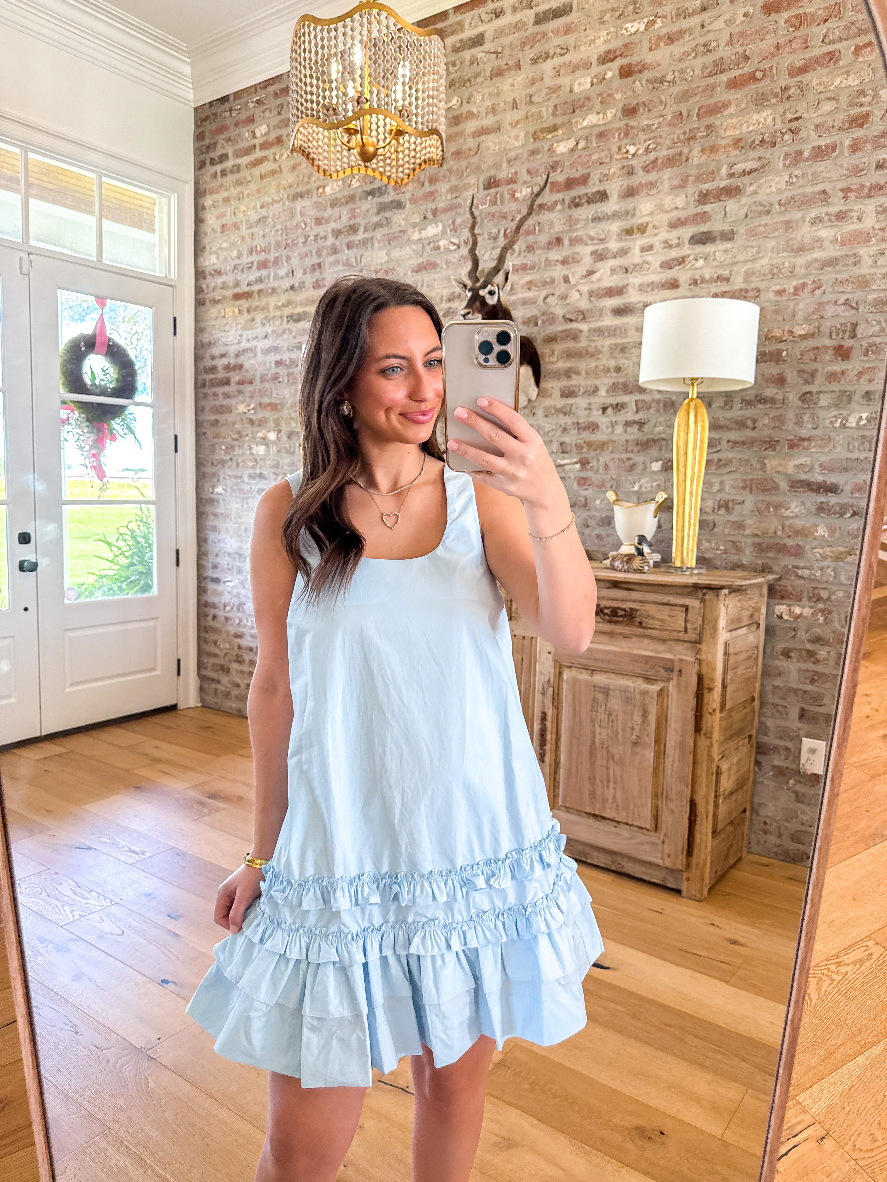 Isla Blue Tiered Ruffle Mini Dress