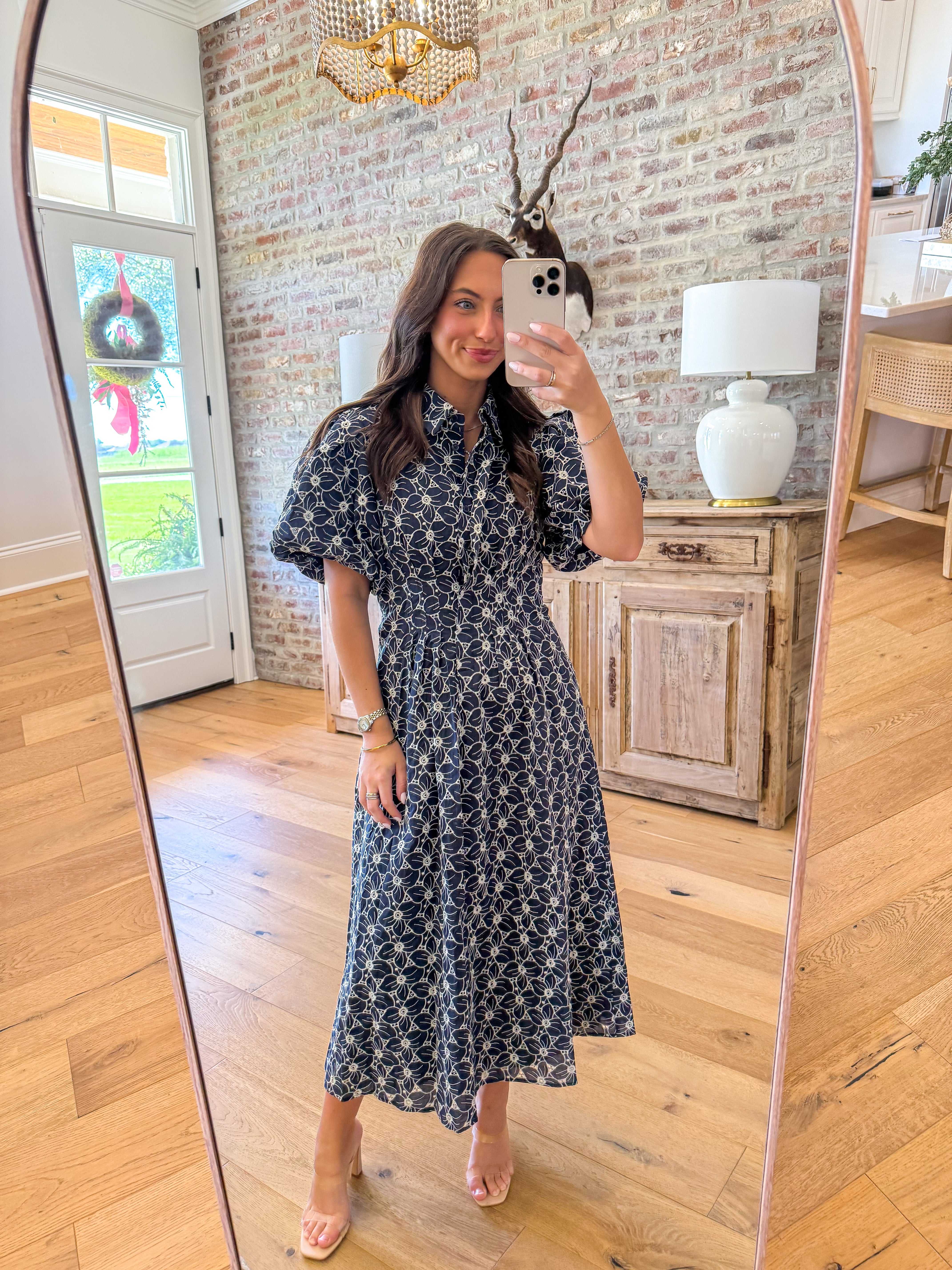 Ellis Eyelet Midi Navy
