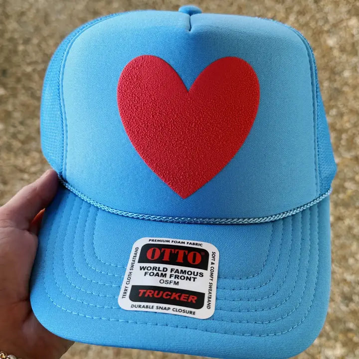 Happy Heart Trucker Hat- Blue