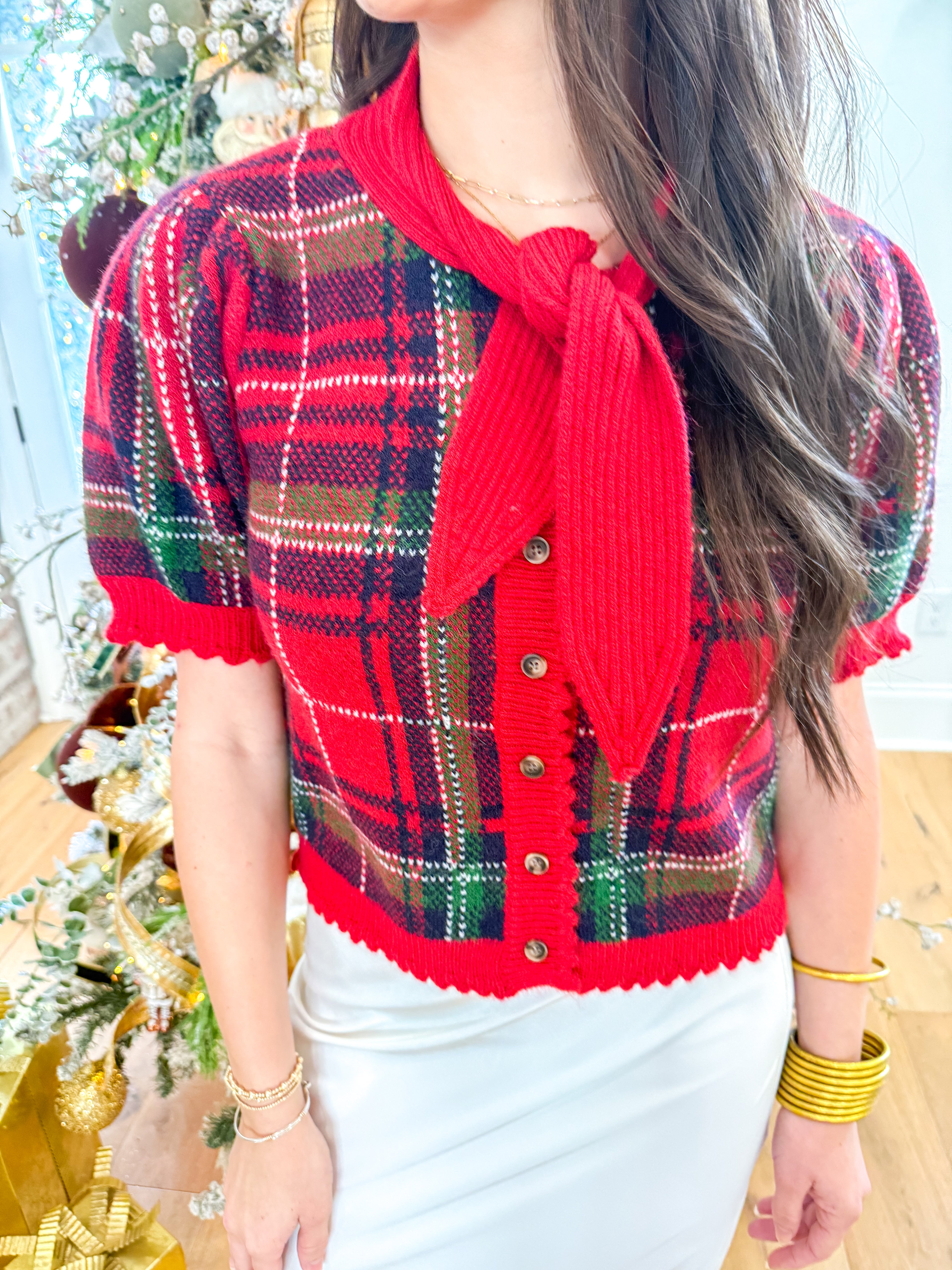 Holly Jolly Red Plaid Top