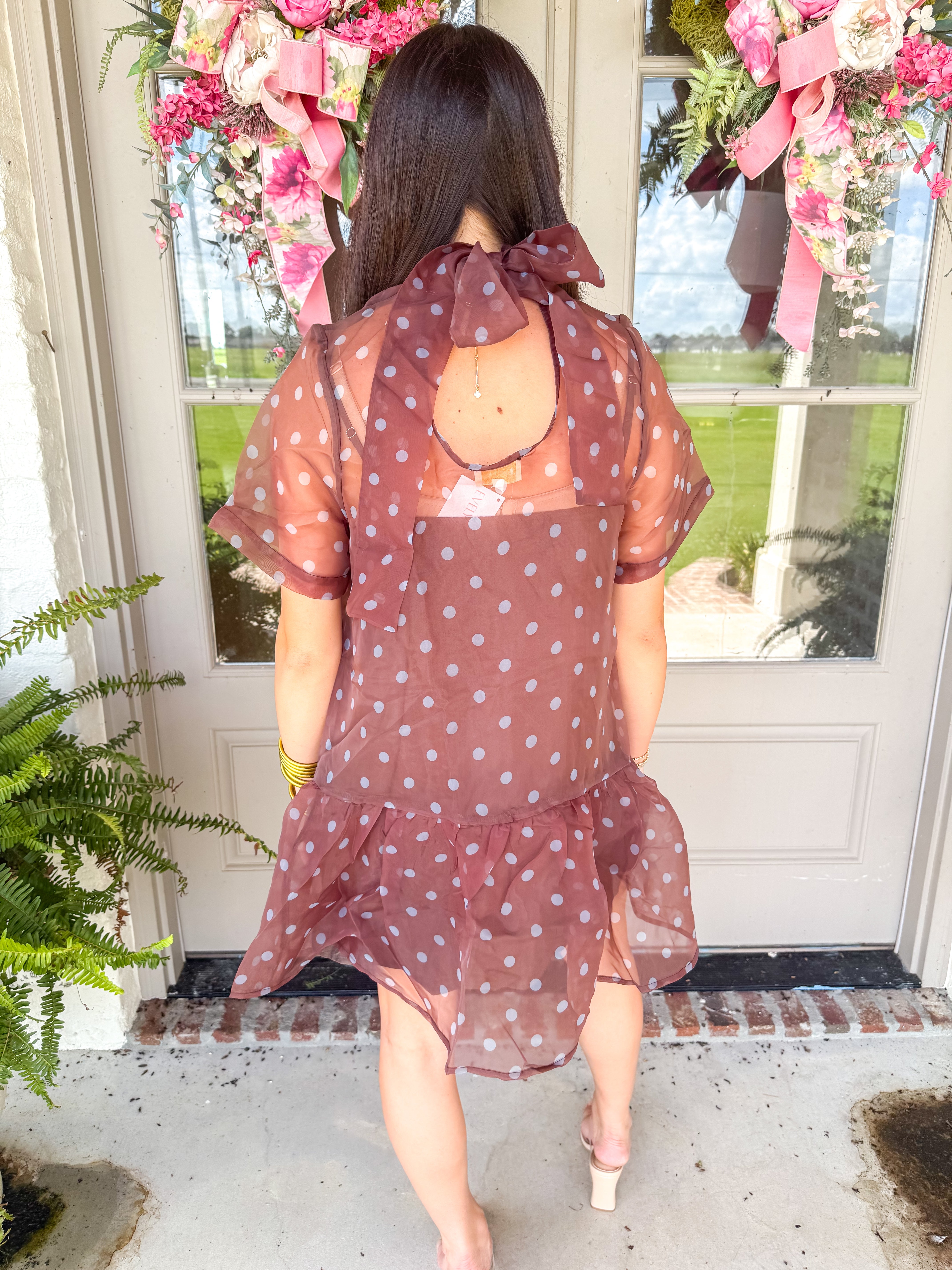 Dusty Blue Polka Dot Mini Dress