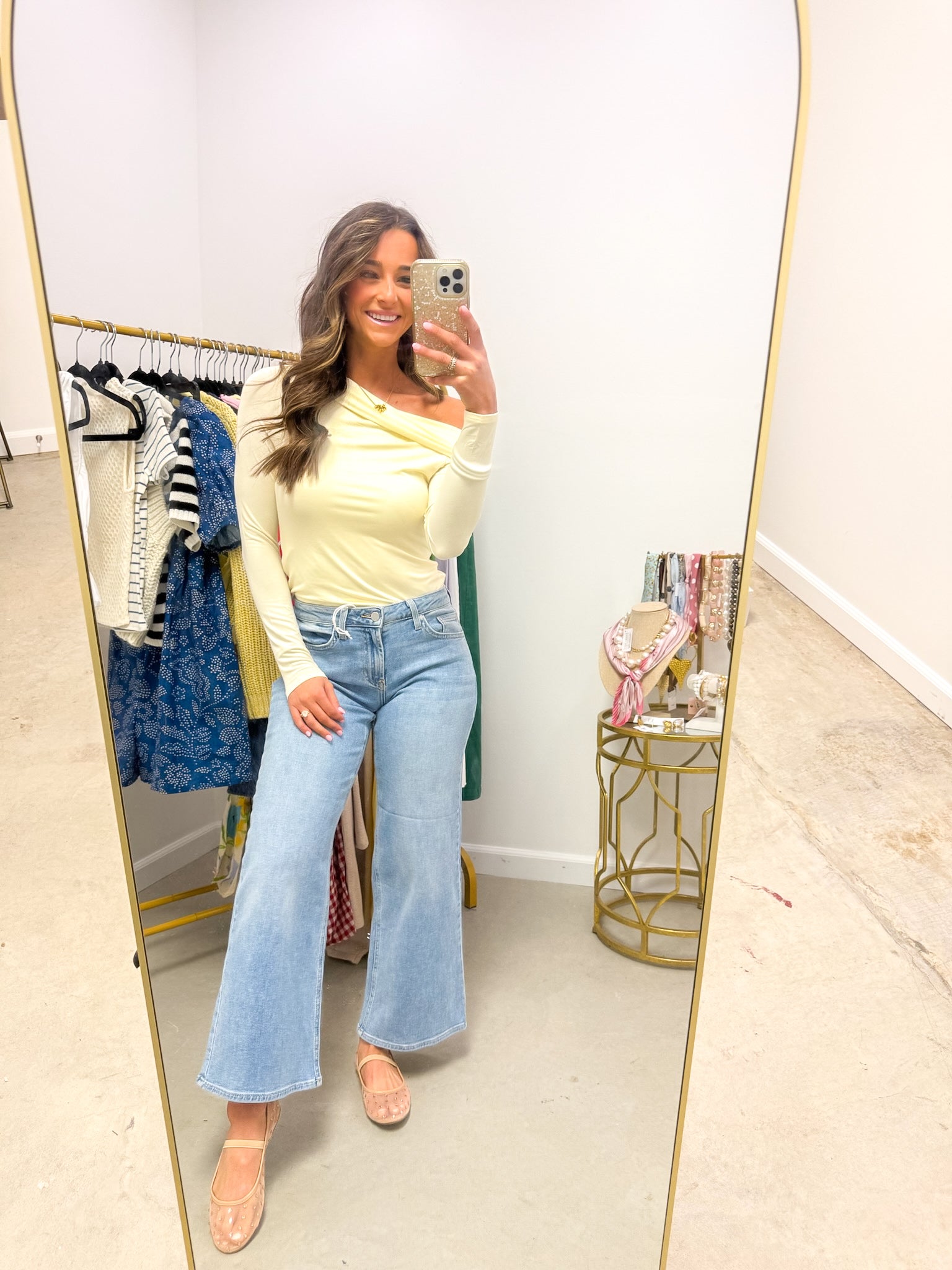 First Date Long Sleeve Cream Top